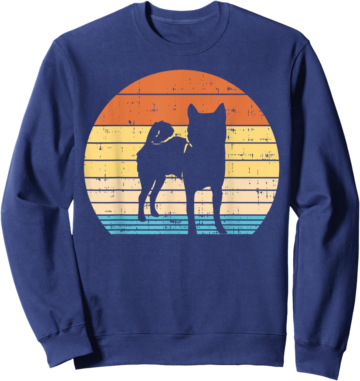 Retro Sunset Shiba Inu Silhouette Vintage Dog Owner Gift Men Women Girls Kids Sweatshirt - Sweatshirt | Navy
