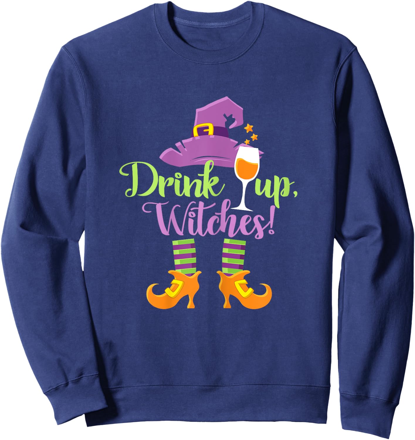 Halloween Funny Drink Up Witches Sweatshirt - Sweatshirt | Navy
