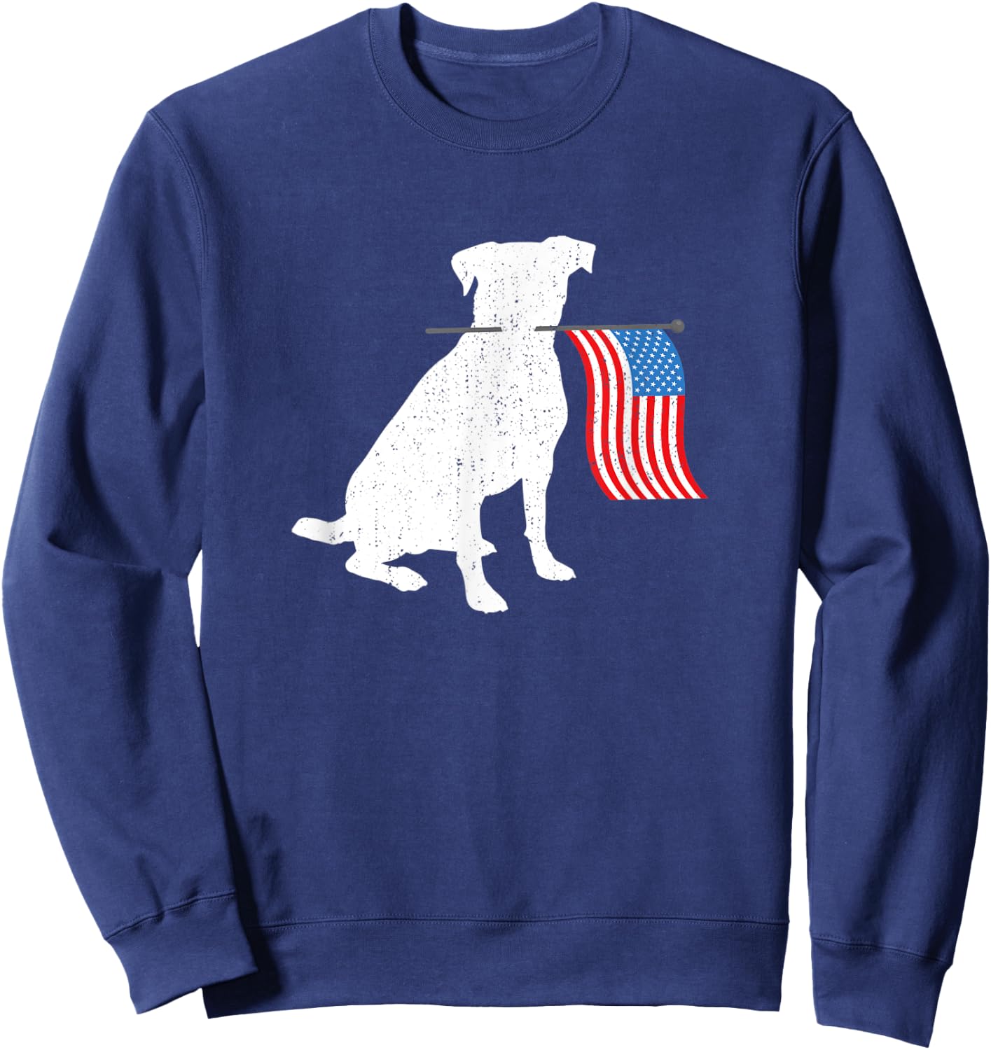 American Labrador Dog Holding July 4th Patriotic USA Flag Women Kids Men Sweatshirt - Sweatshirt | Navy