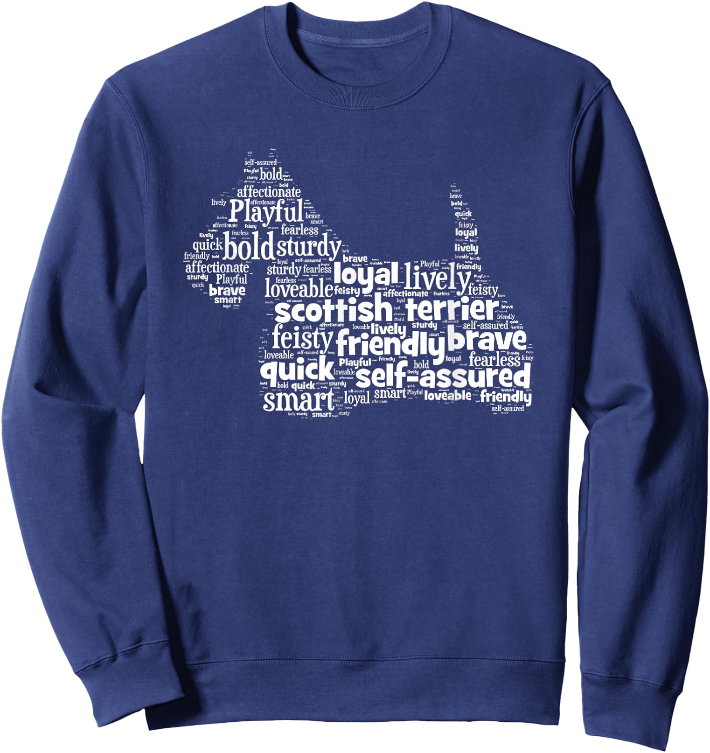 Scottish Terrier Scottie Dog Word Art Dog Lovers Women Girls Kids Sweatshirt - Sweatshirt | Navy