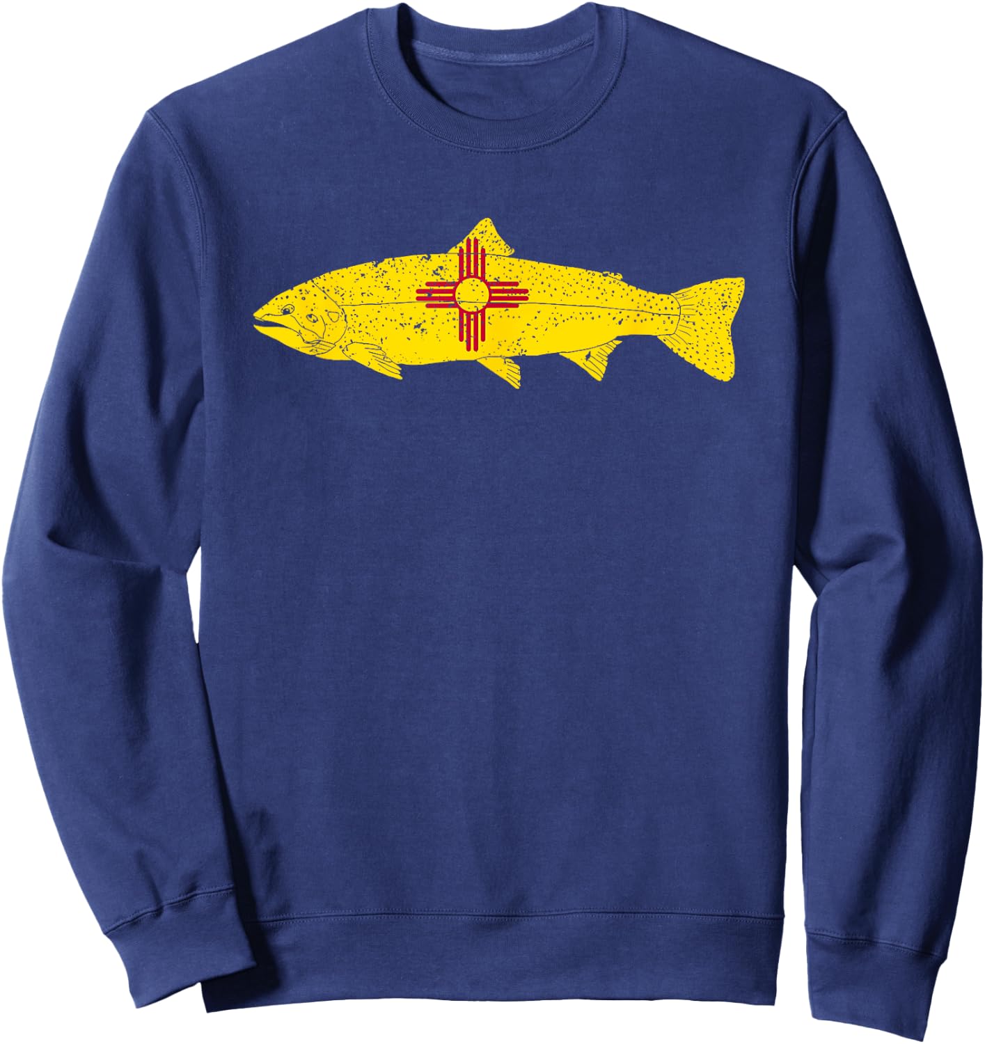 State of New Mexico Fishing Flag - Vintage Fish Trout Sweatshirt - Sweatshirt | Navy