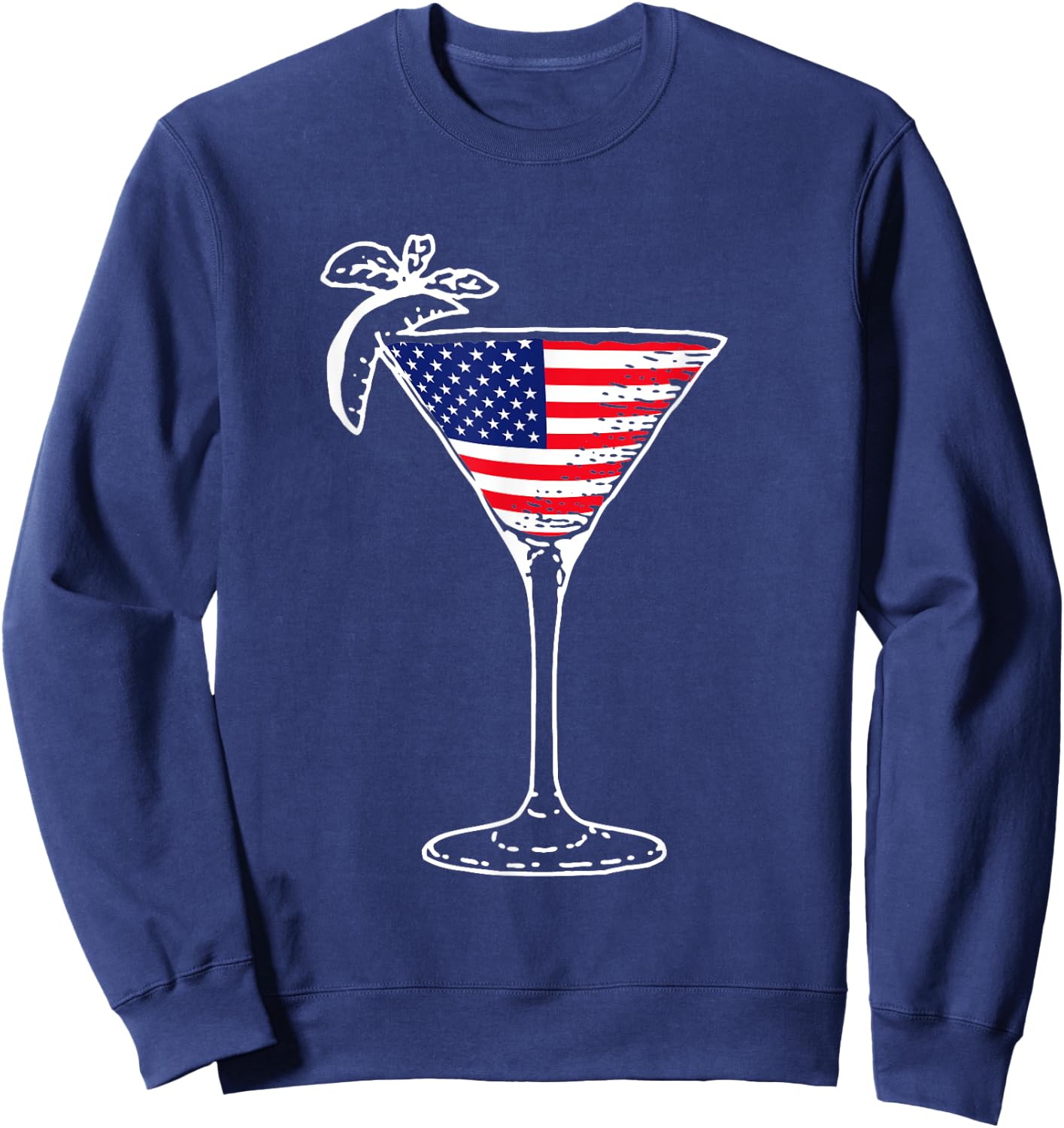 4th of July USA American Flag Martini Cocktail Funny Gift T- Women Men Sweatshirt - Sweatshirt | Navy