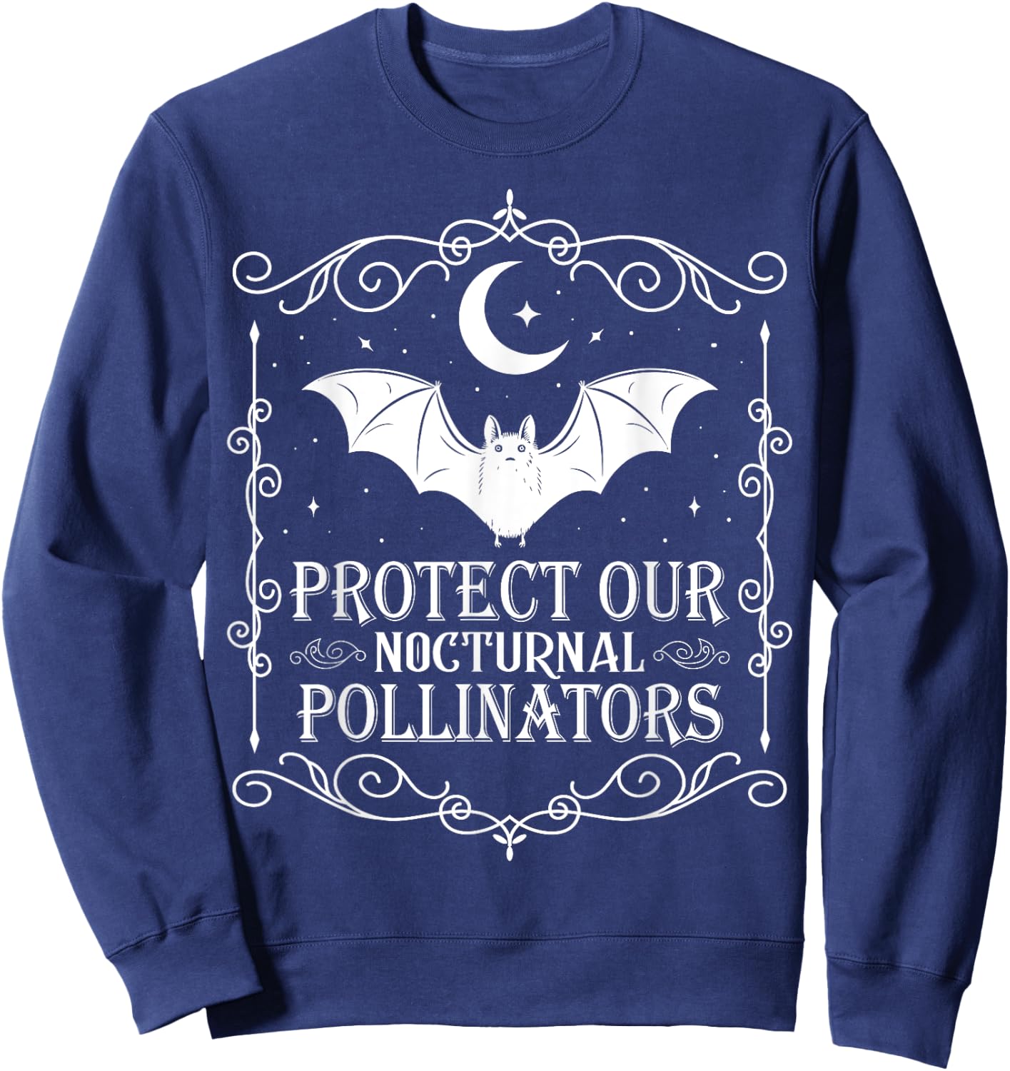 Protect Our Nocturnal Pollinators Bat Lover Halloween Sweatshirt - Sweatshirt | Navy