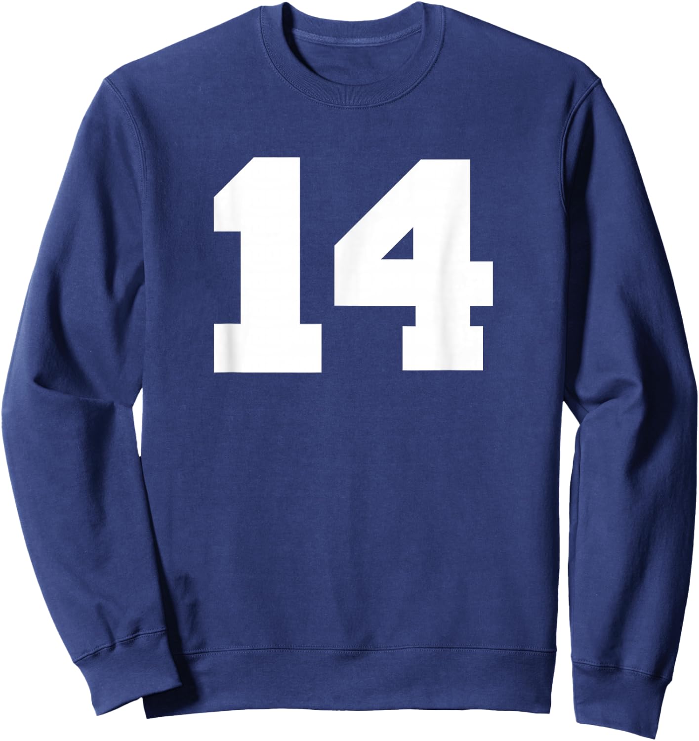 Number 14 Sports Jersey Player #14 Fan FRONT Print Varsity Sweatshirt - Sweatshirt | Navy