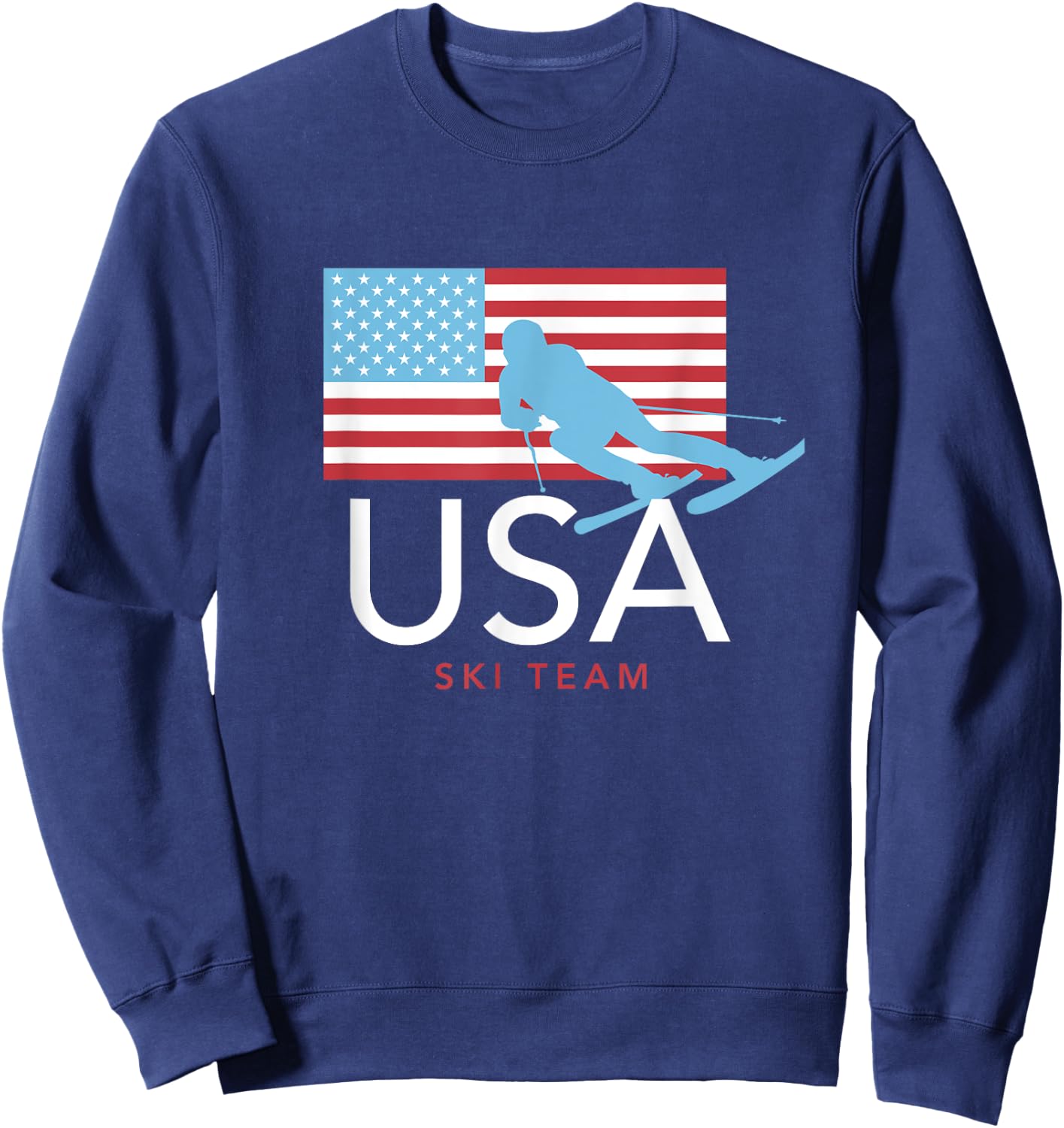 USA Ski Team American Flag : Winter Sports Games Sweatshirt - Sweatshirt | Navy