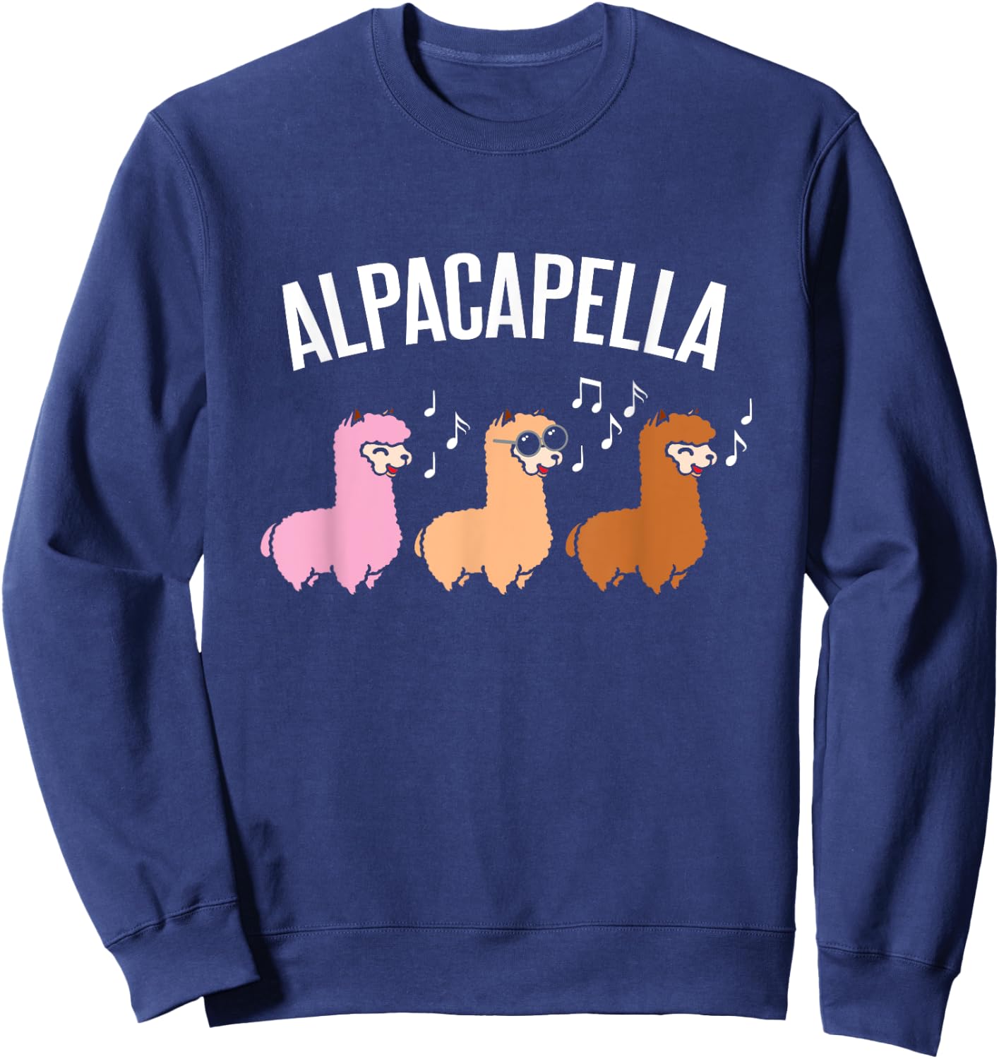 Alpacapella Cute woolly Acapella Alpaca Musician Sweatshirt - Sweatshirt | Navy