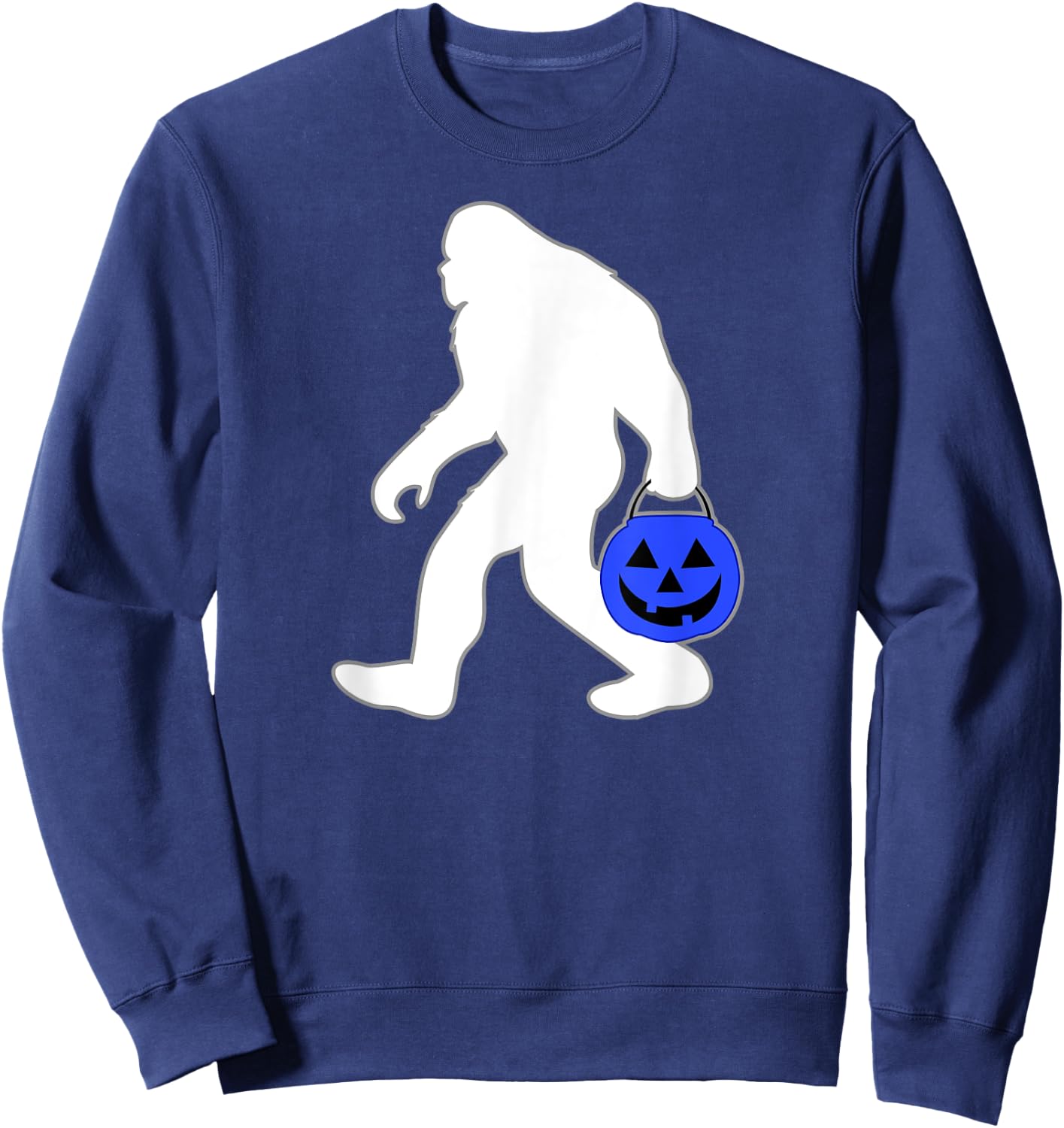Halloween Autism Blue Pumpkin Bucket Trick or Treat Bigfoot Sweatshirt - Sweatshirt | Navy