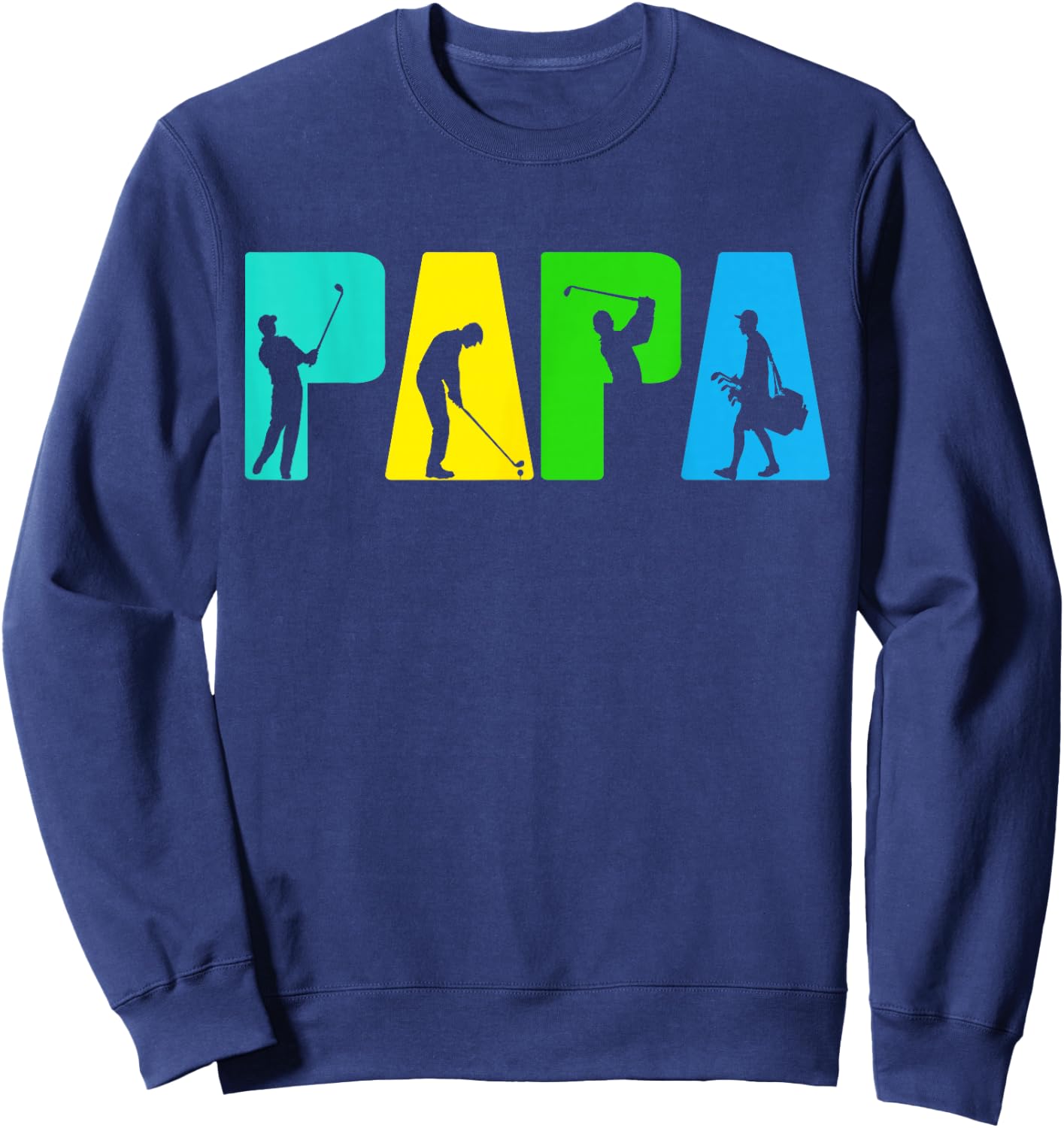 Retro Golfing Papa Golfer Shirt. Golf Gifts For Fathers Day Sweatshirt - Sweatshirt | Navy