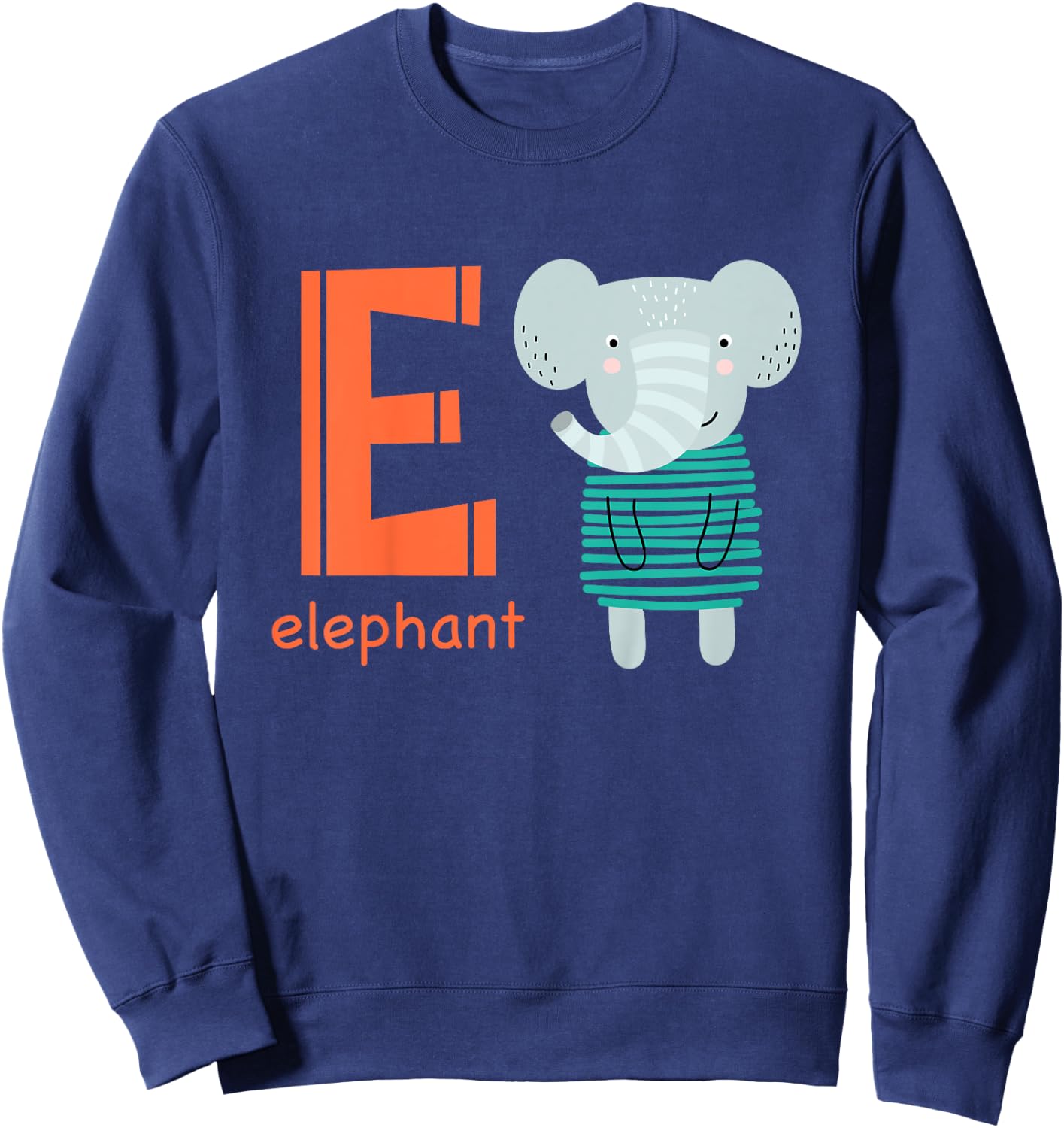 Elephant Letter E Alphabet Cute Animal Boys Or Girls Sweatshirt - Sweatshirt | Navy