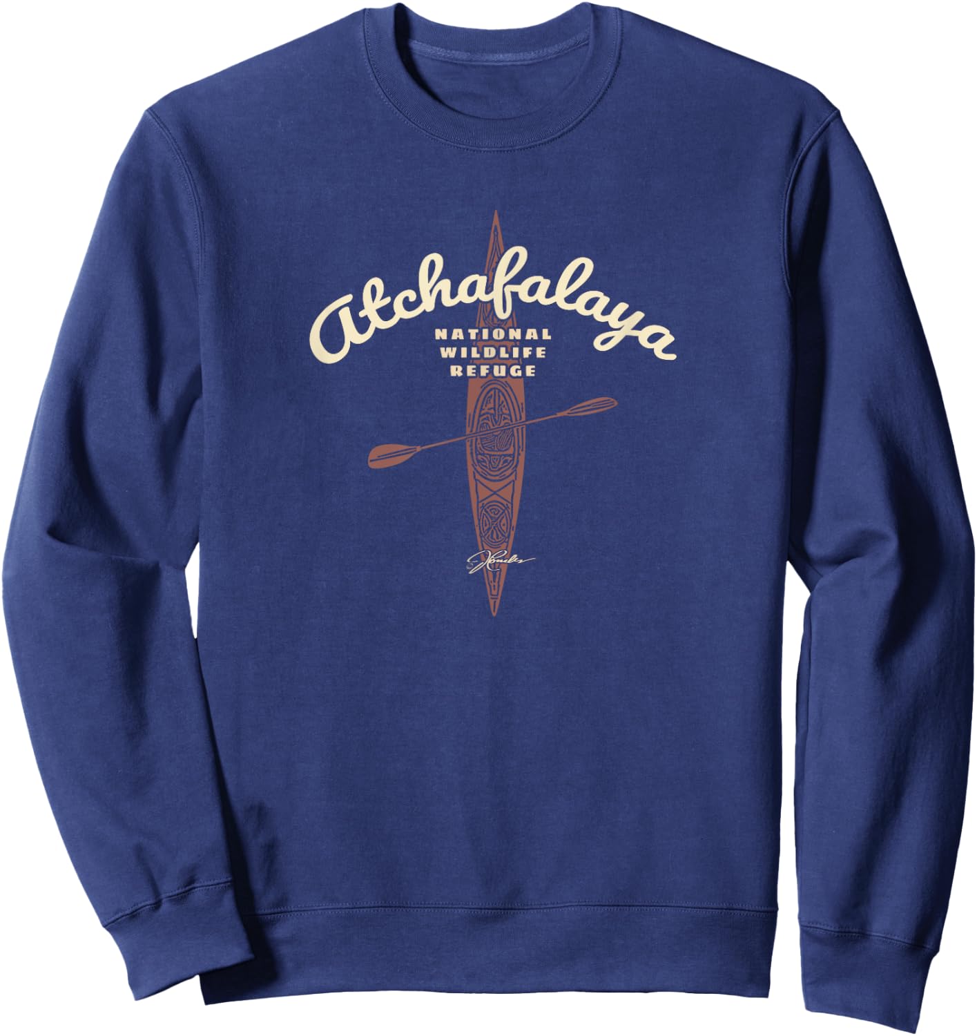 JCombs: Atchafalaya National Wildlife Refuge Kayak Sweatshirt - Sweatshirt | Navy