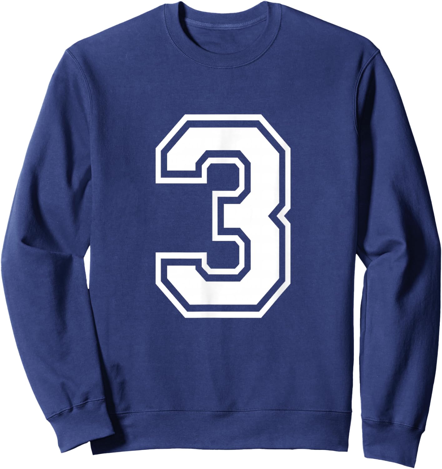 Number 3 Birthday Varsity Sports Team Jersey Sweatshirt - Sweatshirt | Navy