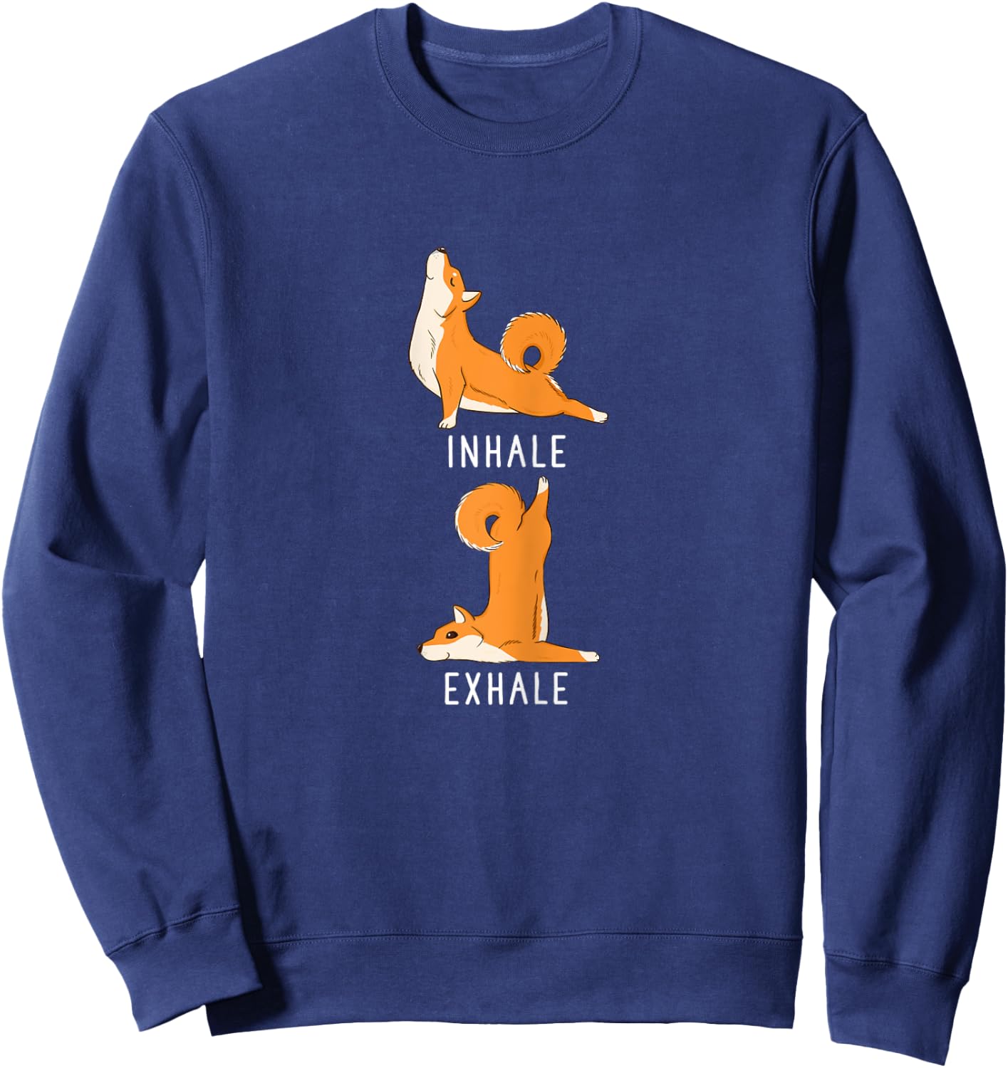 Inhale Exhale Shiba Inu Yoga Dog Shirt Sweatshirt - Sweatshirt | Navy