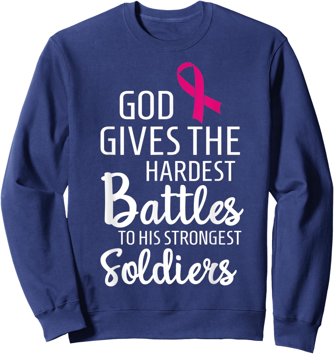 Breast Cancer Fighter Survivor Motivational Gift Sweatshirt - Sweatshirt | Navy