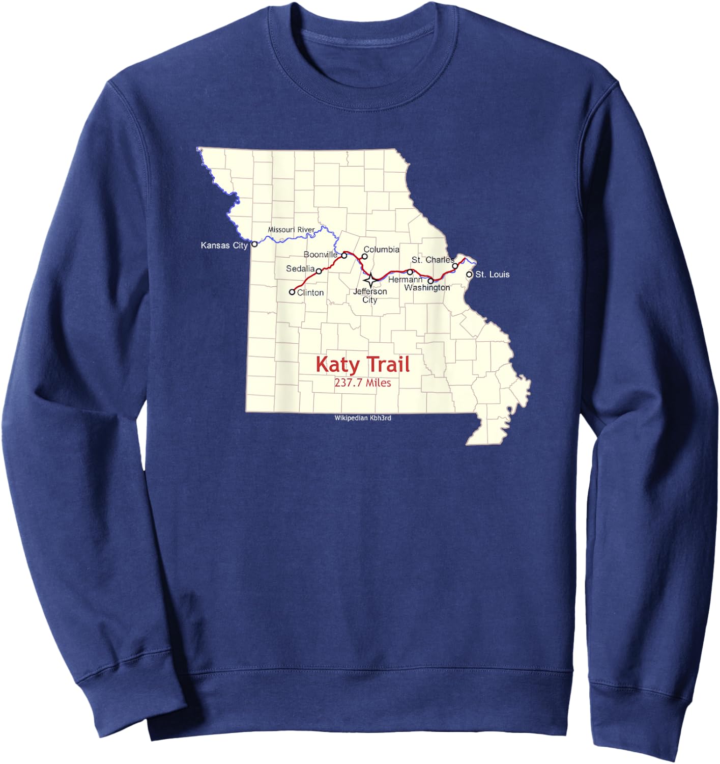 Katy Trail Route Map Sweatshirt - Sweatshirt | Navy