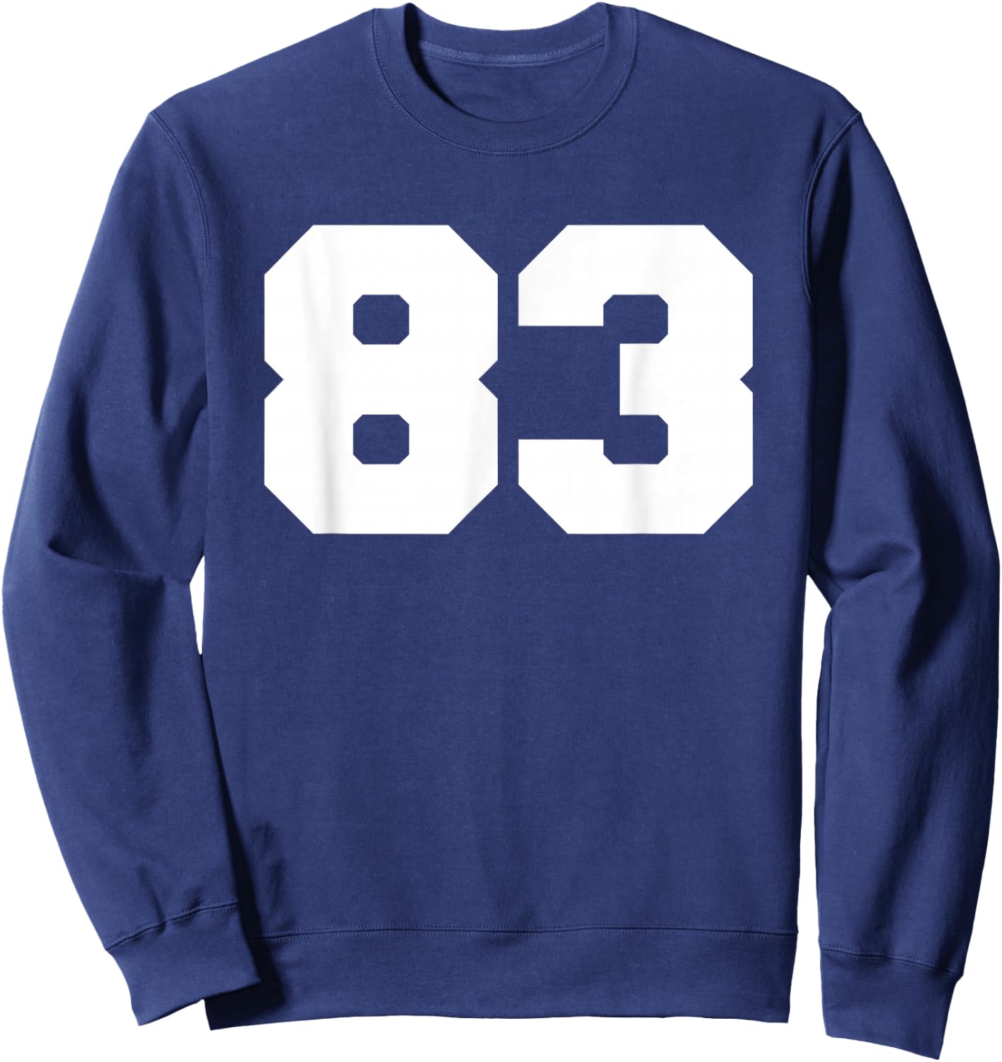 Number 83 Sports Jersey Player #83 Fan FRONT Print Varsity Sweatshirt - Sweatshirt | Navy