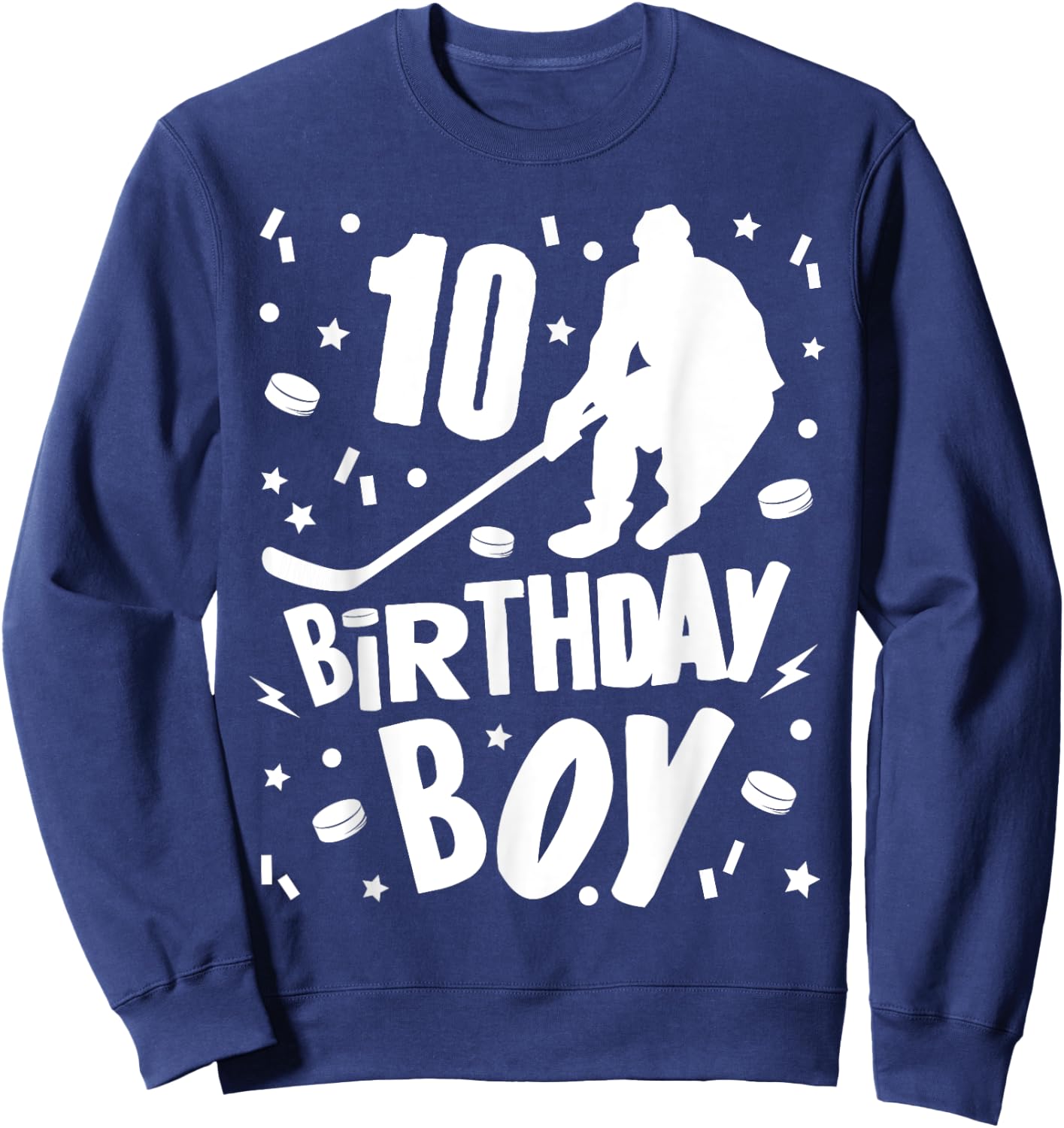 10th Birthday Boy Ice Hockey Kids 10 Years Old Party Gift Sweatshirt - Sweatshirt | Navy