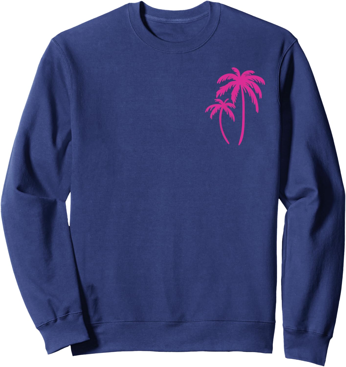 Pink Pocket Palm Tree Cute Hawaiian Summer Vacation Gift Sweatshirt - Sweatshirt | Navy