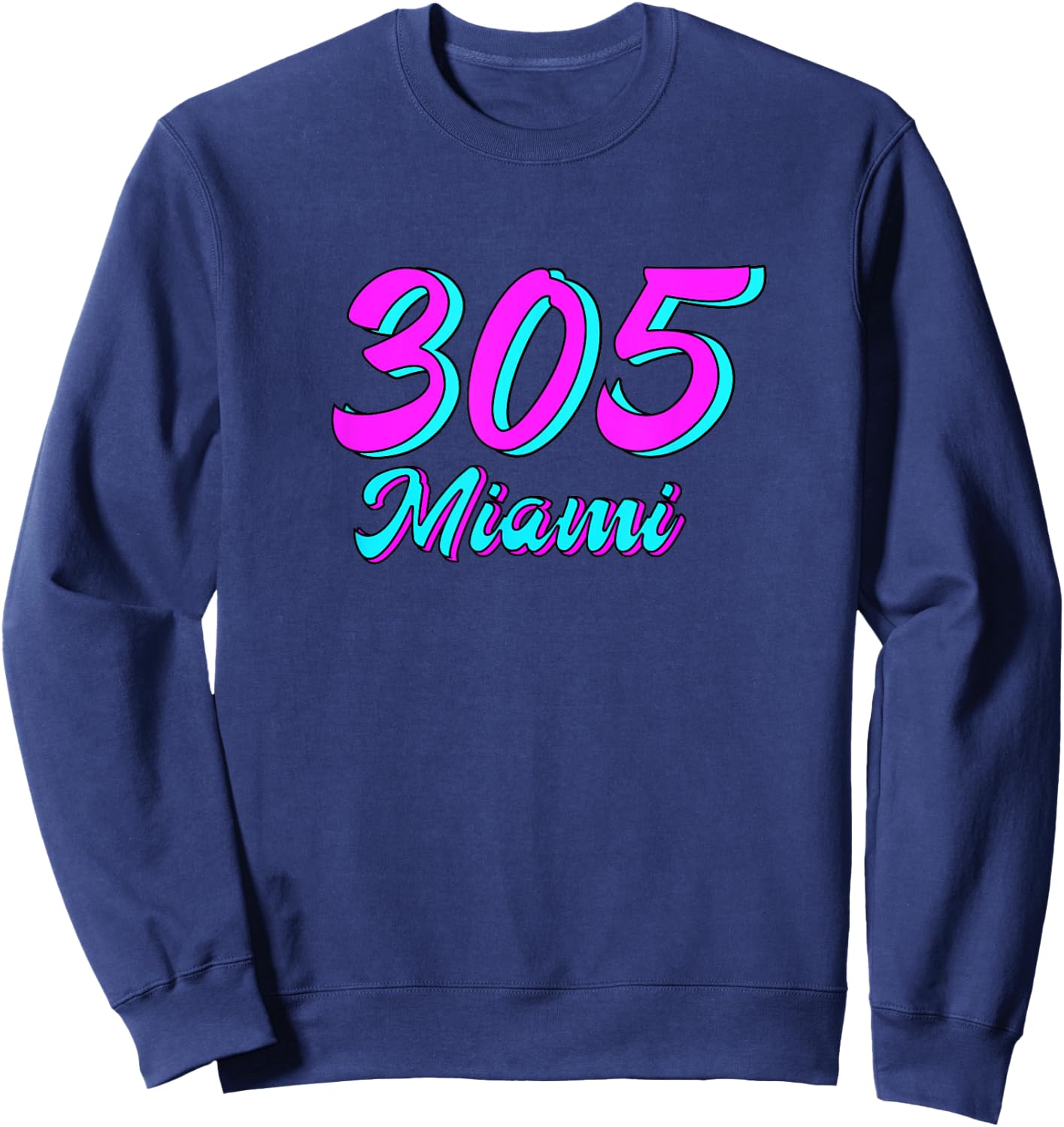 305 Miami Dade County South Beach Pink & Blue Deco Retro Men Women Girls Kids Sweatshirt - Sweatshirt | Navy