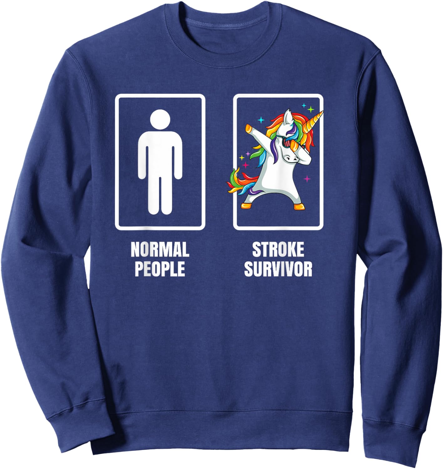 Dabbing Unicorn Heart Stroke Survivor Recovery Get Well Sweatshirt - Sweatshirt | Navy