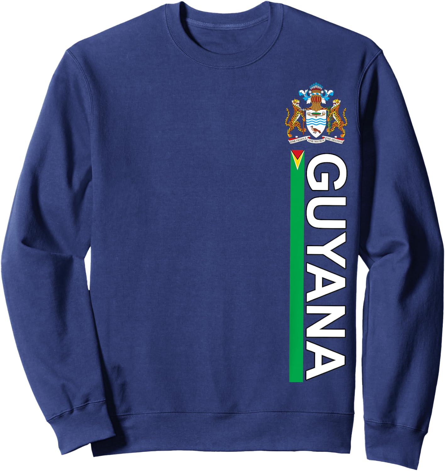 Guyana National Pride Left Side Image Sporty Sweatshirt - Sweatshirt | Navy