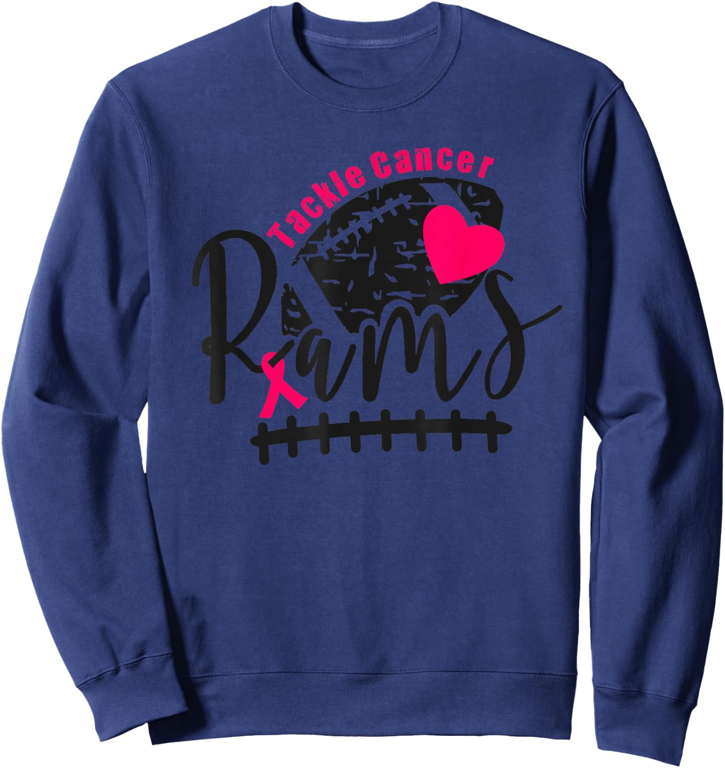 Ram's Pink Out Tackle Cancer Sweatshirt - Sweatshirt | Navy