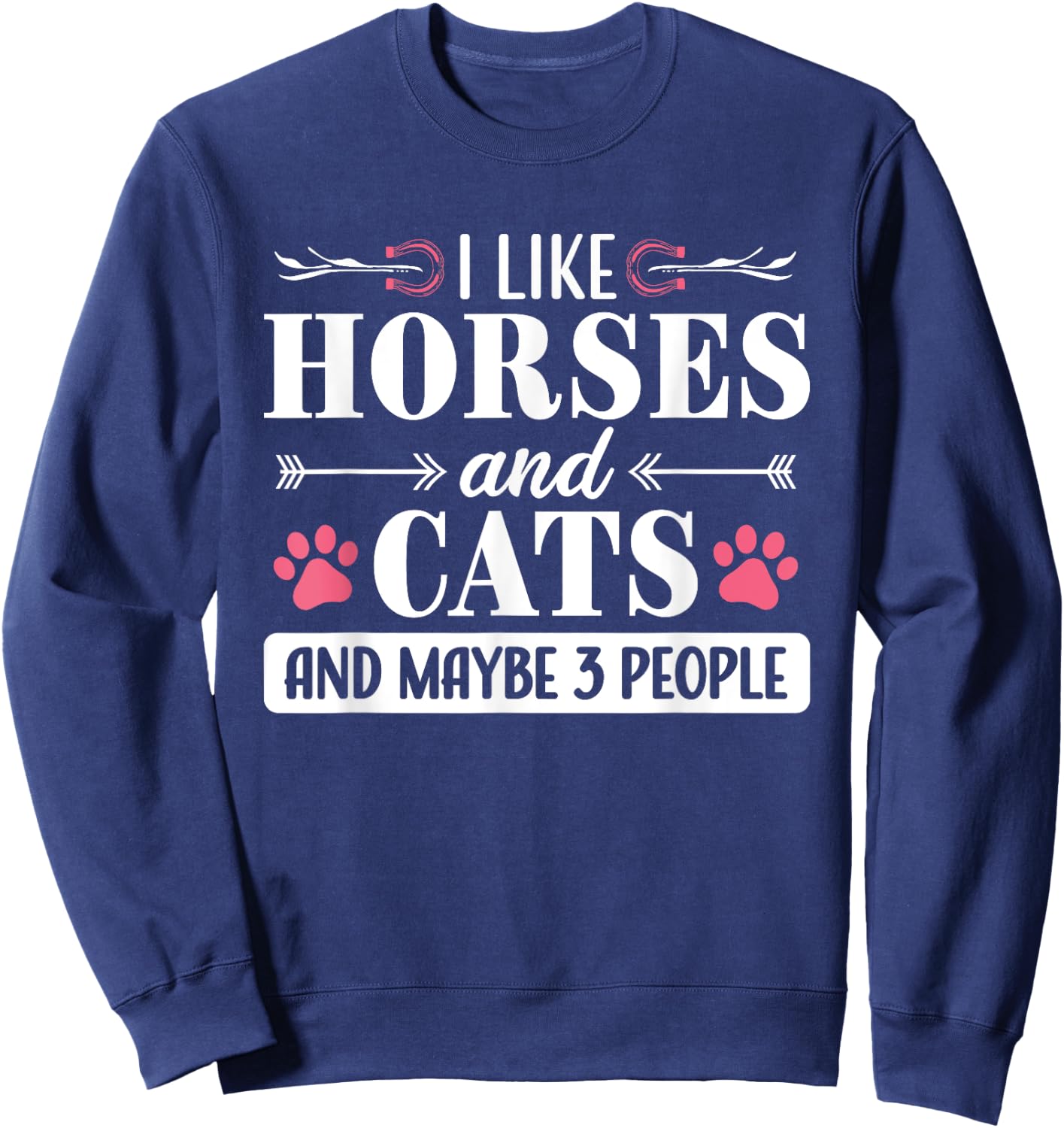 Horse and Cat Lover Rider Equestrian Introvert Cat Mom Women Sweatshirt - Sweatshirt | Navy