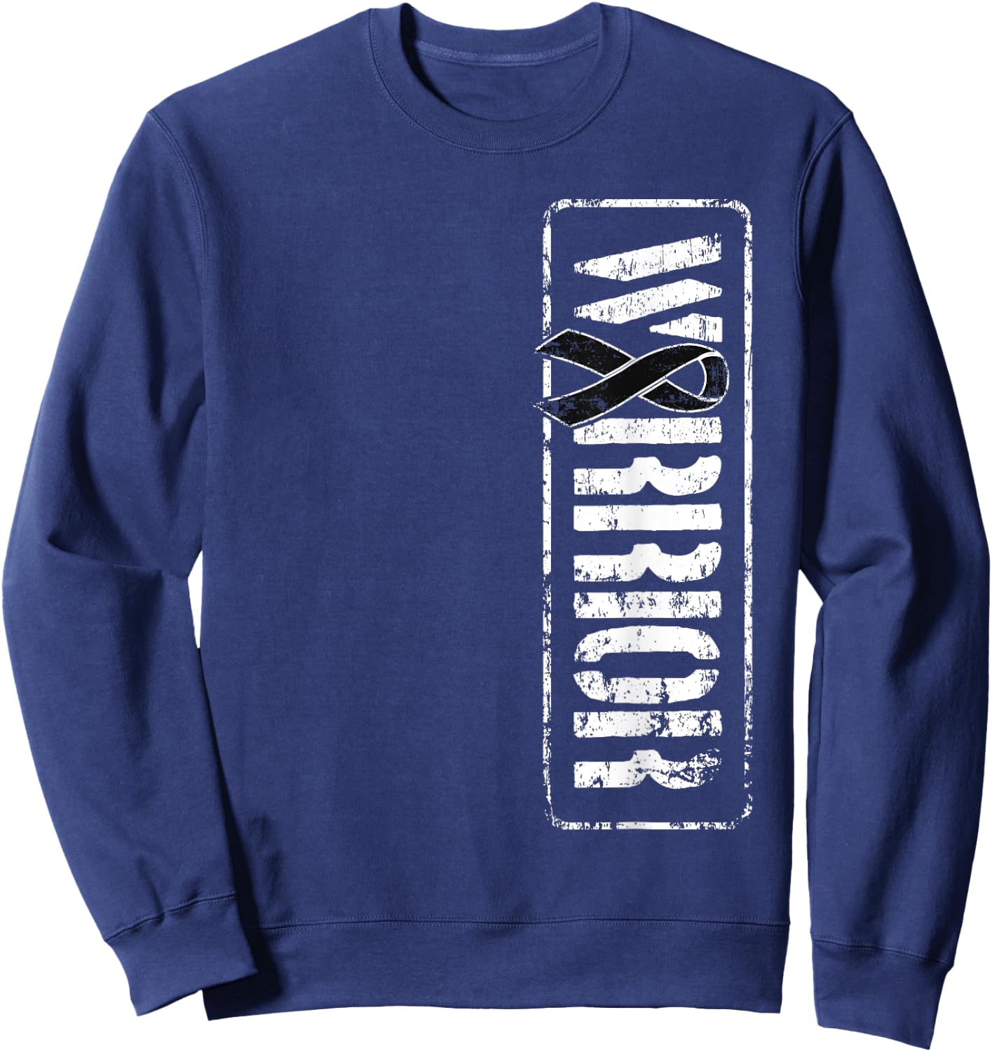 Melanoma Skin Cancer Awareness - Military Warrior Ribbon Sweatshirt - Sweatshirt | Navy