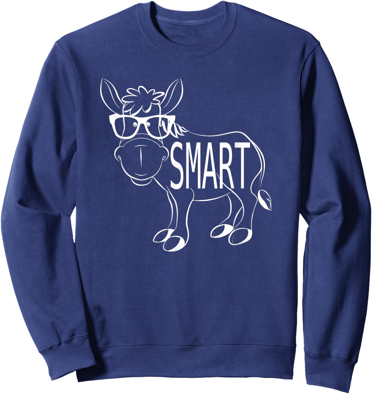 Funny Cute Sarcastic Smart Ass Donkey w Glasses Humorous Sweatshirt - Sweatshirt | Navy