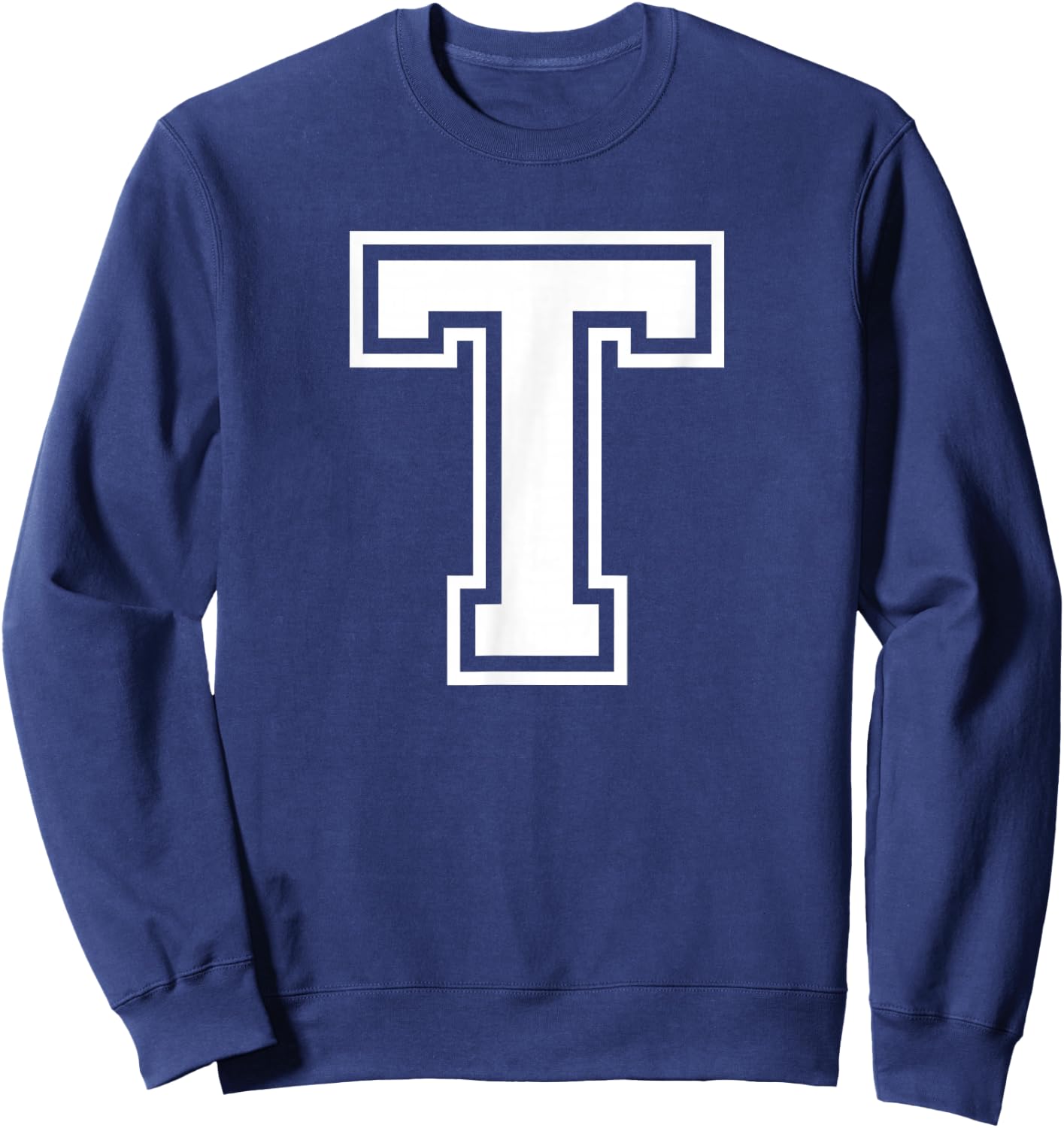 Letter T Name Initial Varsity Alphabet Monogram Sweatshirt - Sweatshirt | Navy