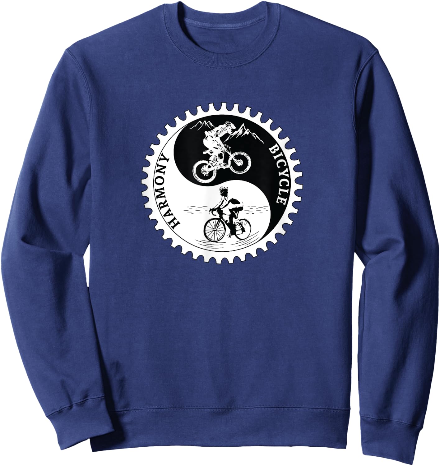 Bicycle Shirt Gift Yin Yang Road And Mountain Bike Month Sweatshirt - Sweatshirt | Navy