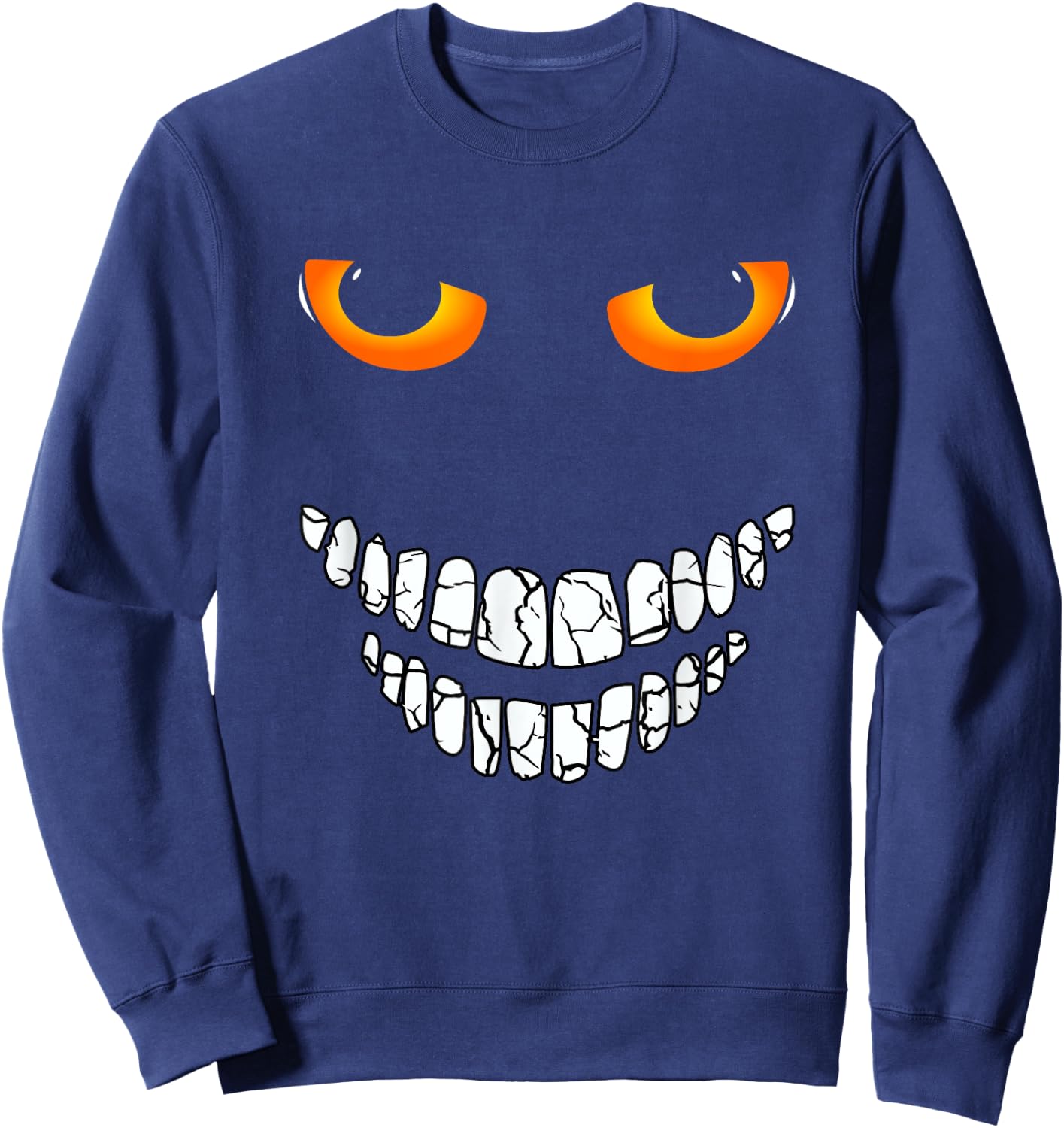 Halloween Creepy funny Eyes and smile t shirt Sweatshirt - Sweatshirt | Navy