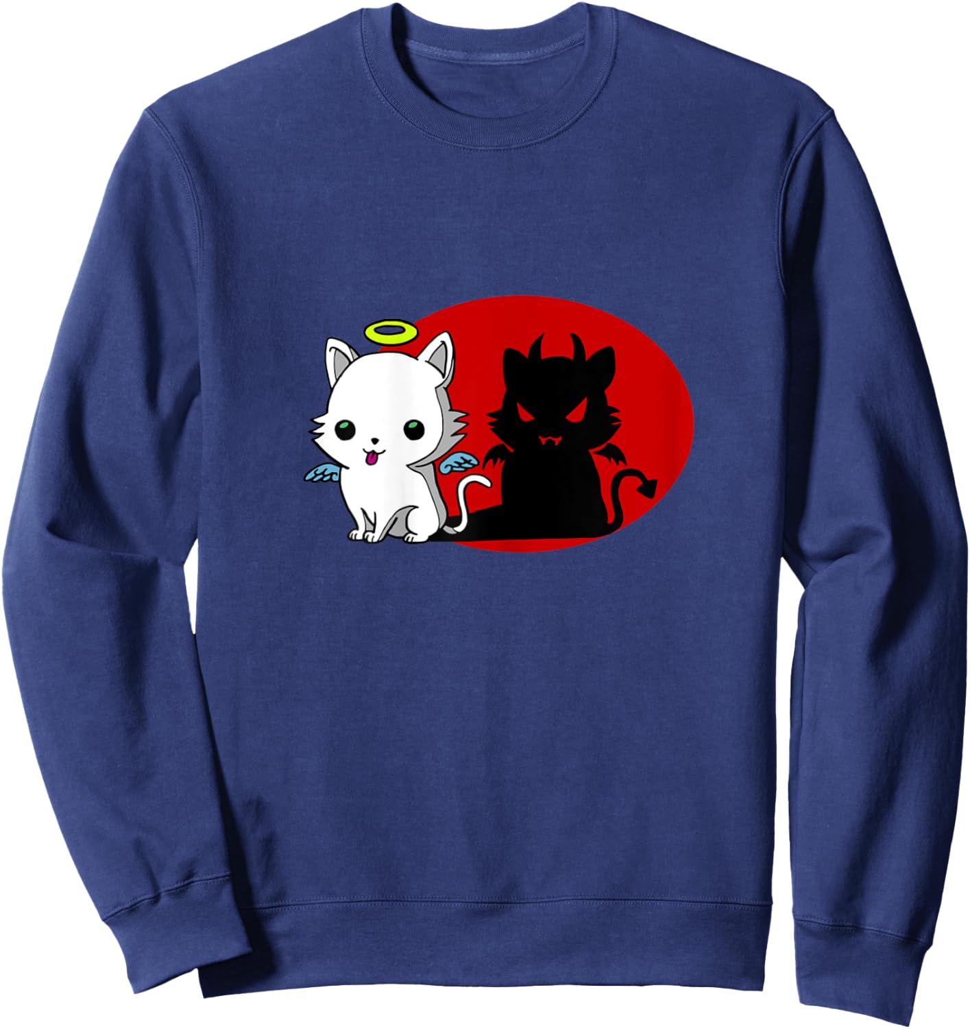 Funny Cat Angel Outside Devil Inside Comic Shirt Sweatshirt - Sweatshirt | Navy