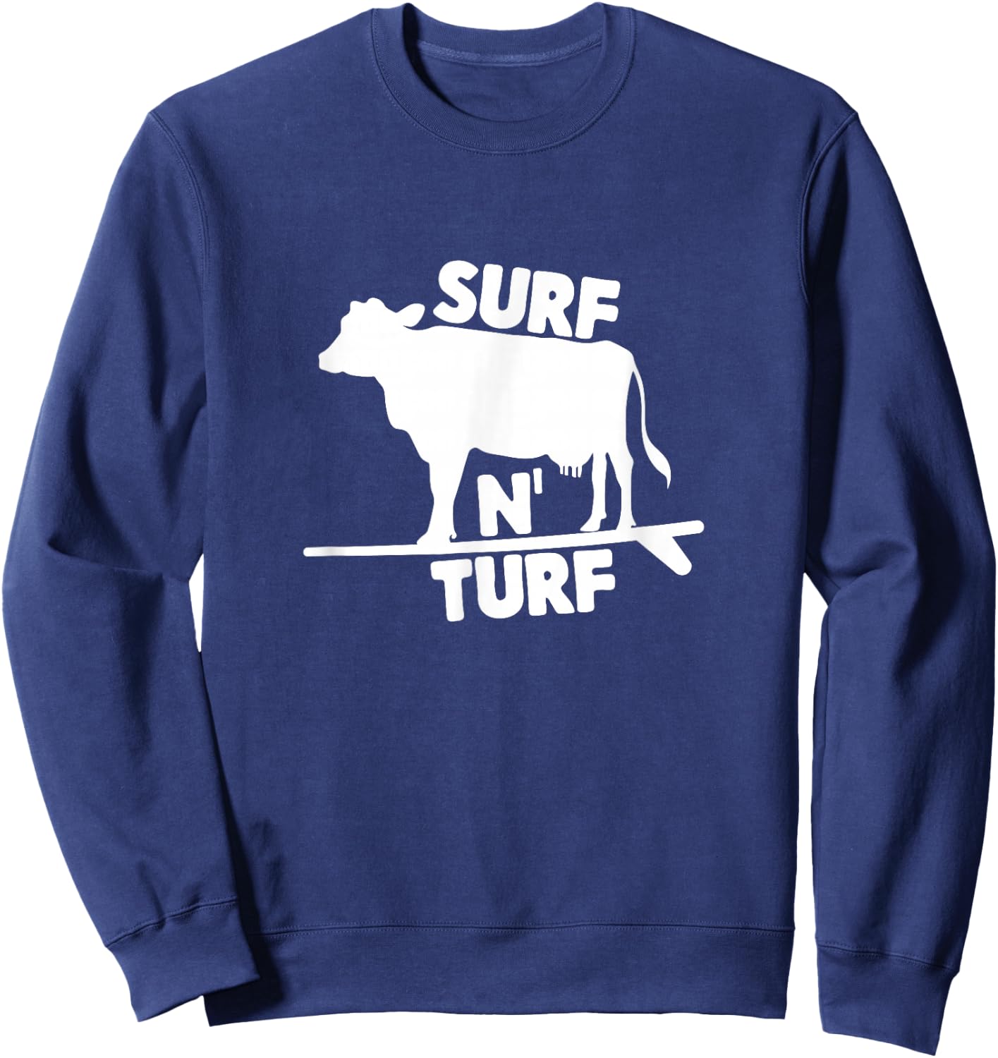Surf N' Turf Cow Surfing Sweatshirt - Sweatshirt | Navy