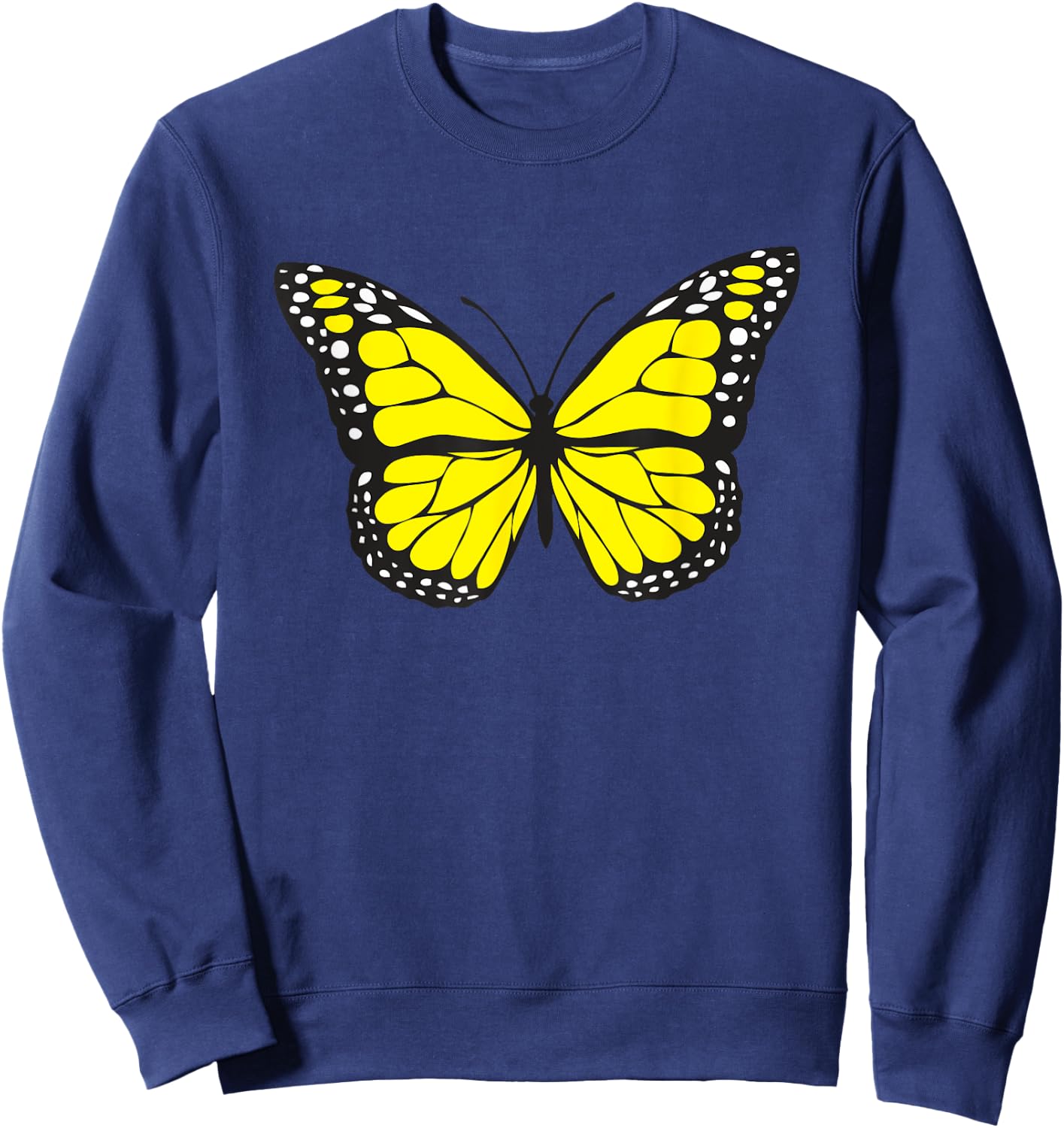 Cute Colorful Yellow Butterfly Sweatshirt - Sweatshirt | Navy