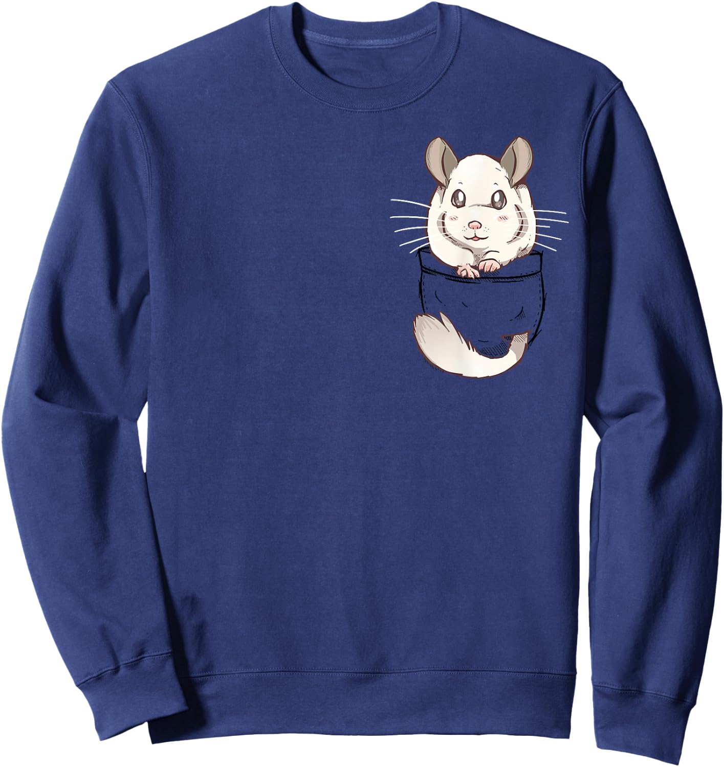 Pocket Cute White Fur Chinchilla Sweatshirt - Sweatshirt | Navy