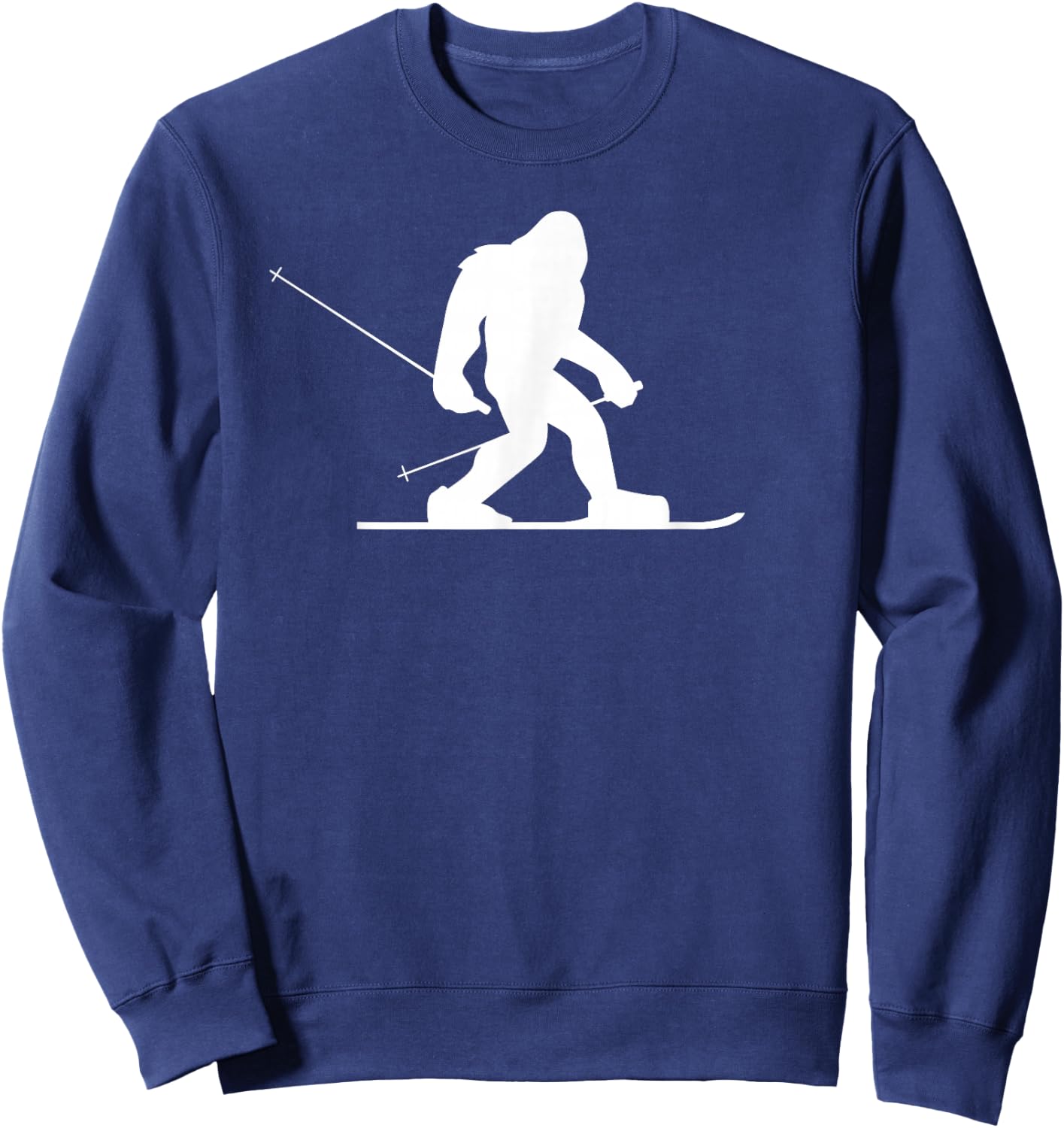 Skiing Bigfoot Shirt, Funny Cute Sasquatch Ski Winter Gift Sweatshirt - Sweatshirt | Navy