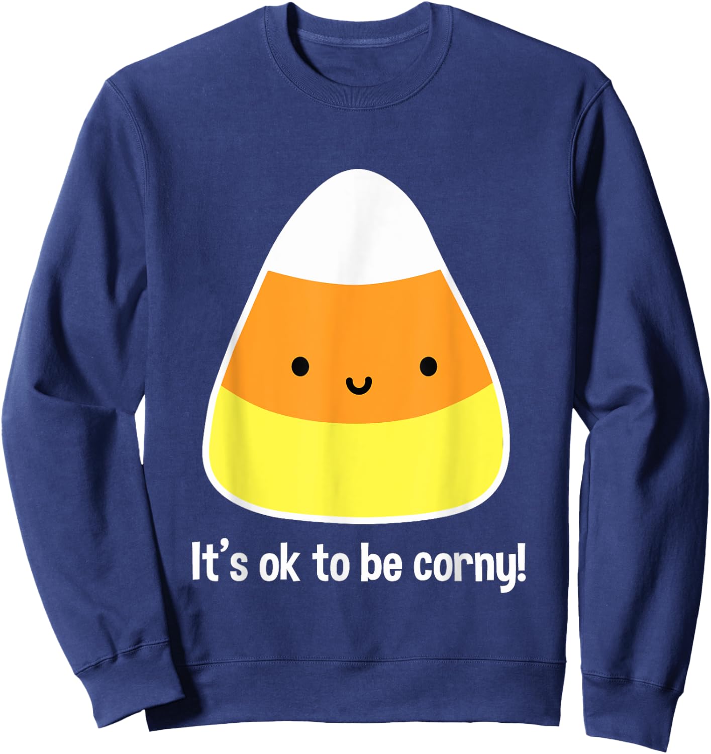 Funny Candy Corn Design Cute Kawaii Halloween Sweatshirt - Sweatshirt | Navy
