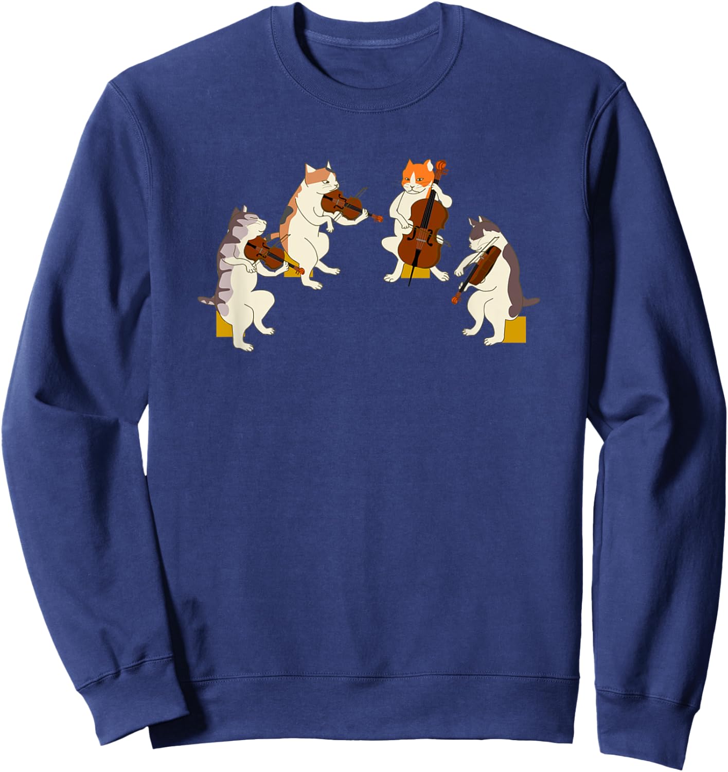 Playing Cats String Quartet Funny Musician Orchestra Fun Men Women Kids Sweatshirt - Sweatshirt | Navy