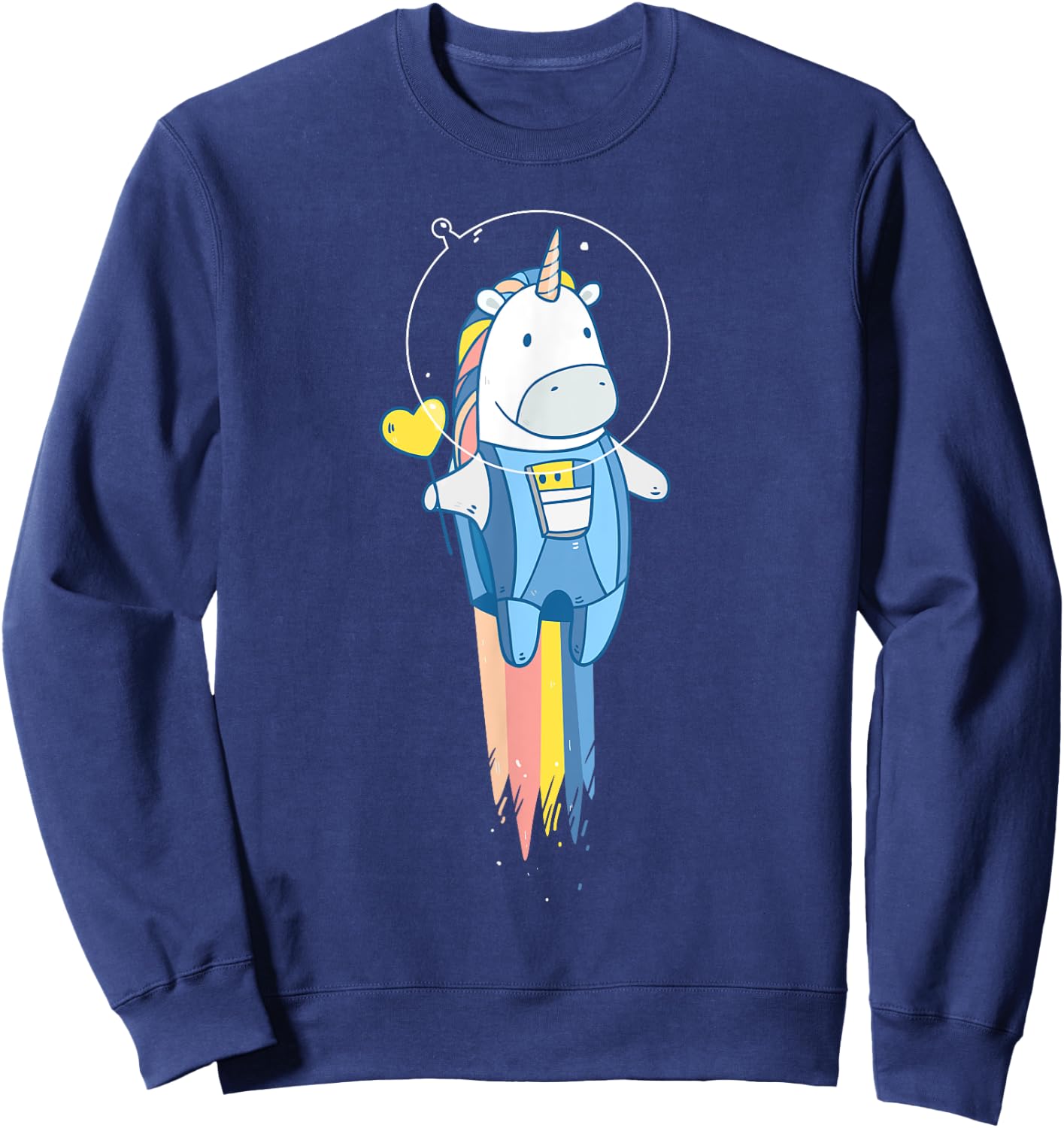 Space Unicorn - Flying Astronaut Stars and Rainbow Sweatshirt - Sweatshirt | Navy