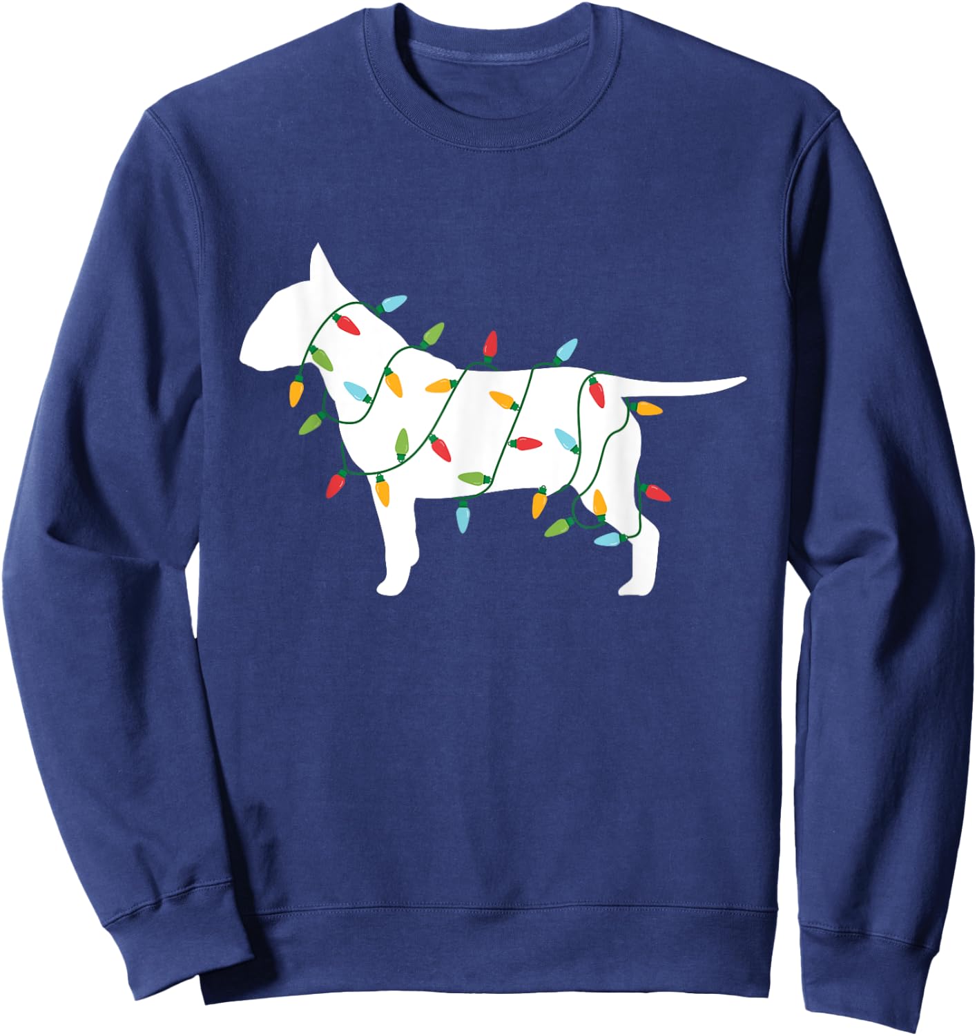 Christmas Lights Bull Terrier T Shirt Gifts for Dog Lovers Men Women Kids Sweatshirt - Sweatshirt | Navy