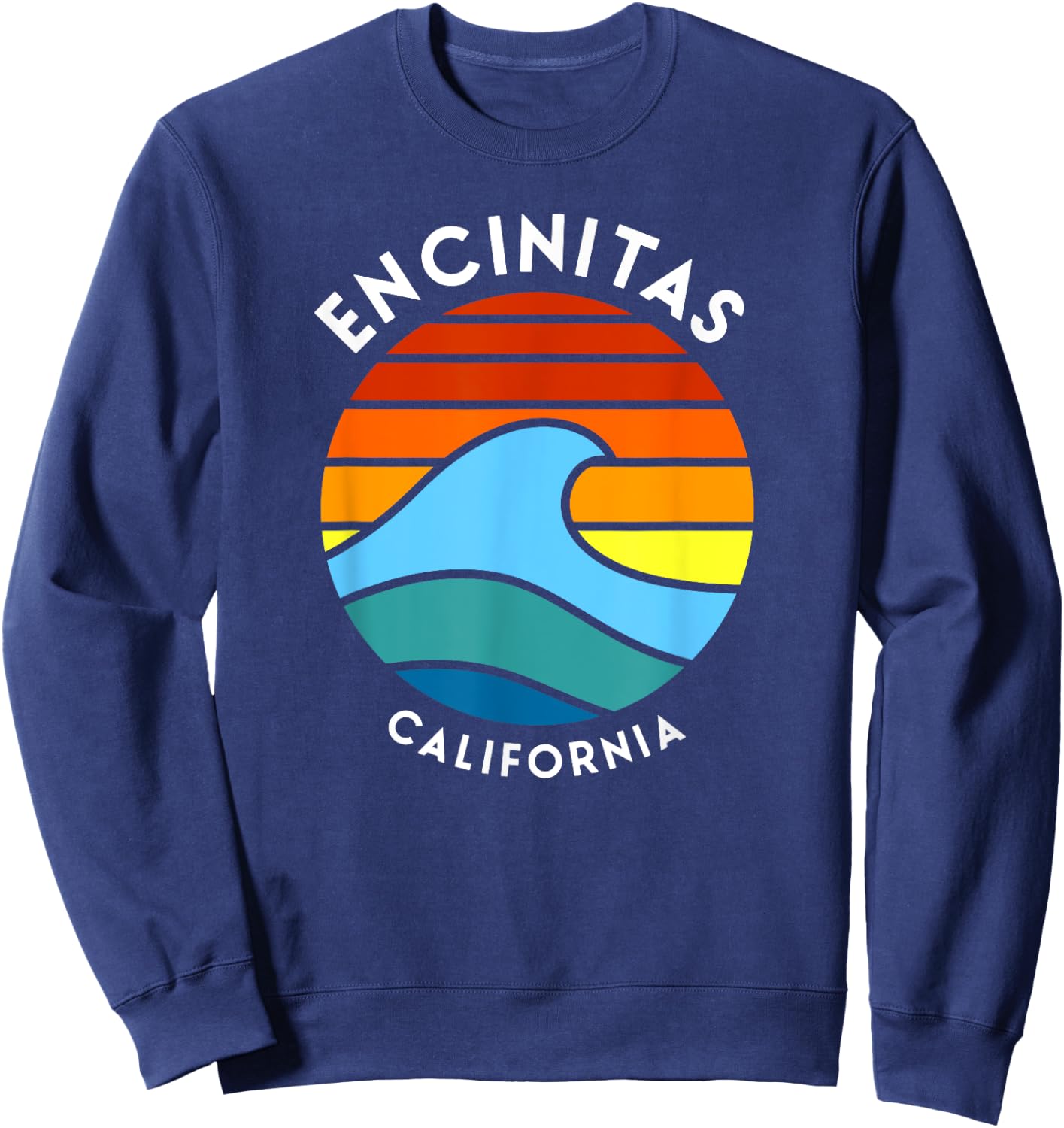 Encinitas California Retro Wave 80s Sweatshirt - Sweatshirt | Navy