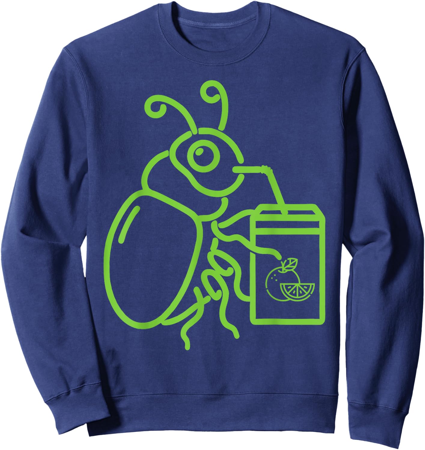 Funny Halloween Graphic Green Halloween Beetle drink Juice Sweatshirt - Sweatshirt | Navy