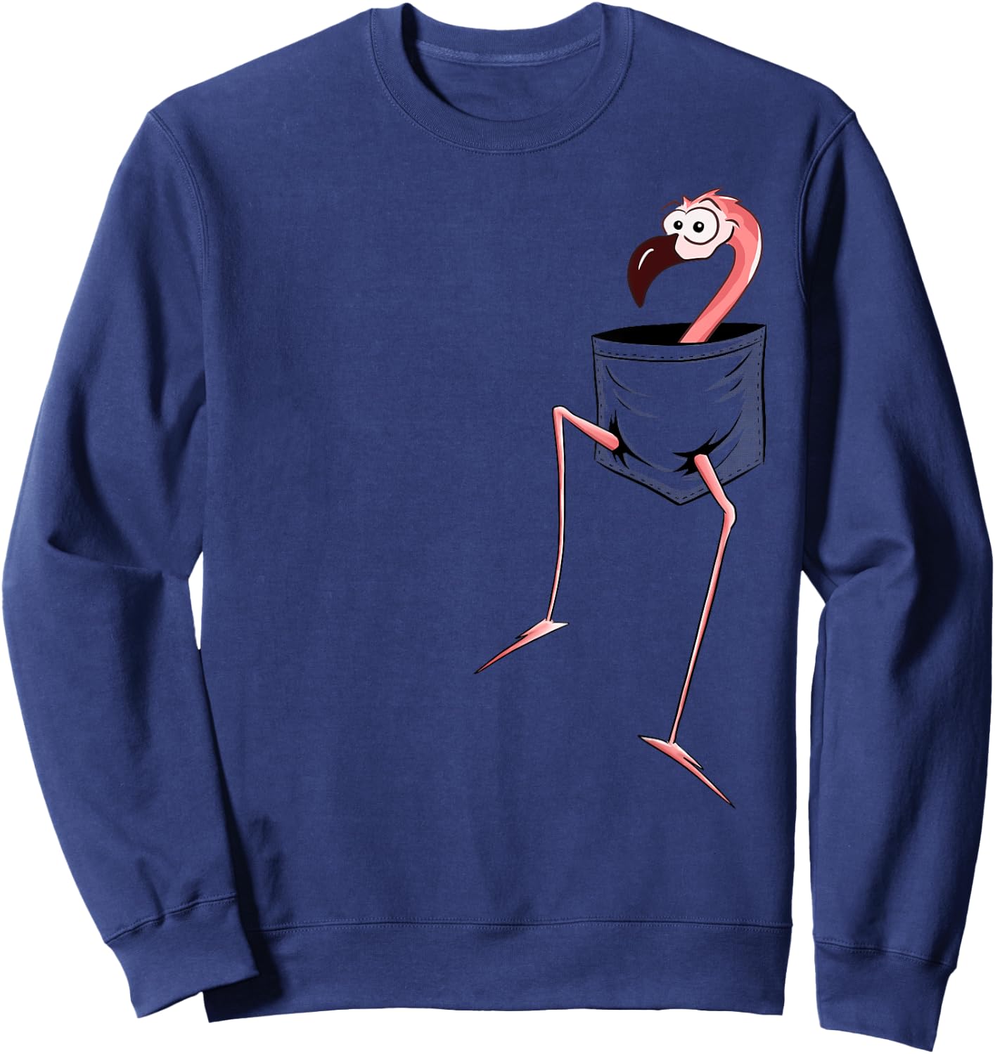 For Flamingo-Lovers l Fancy Pink Flamingo In A Pocket Sweatshirt - Sweatshirt | Navy