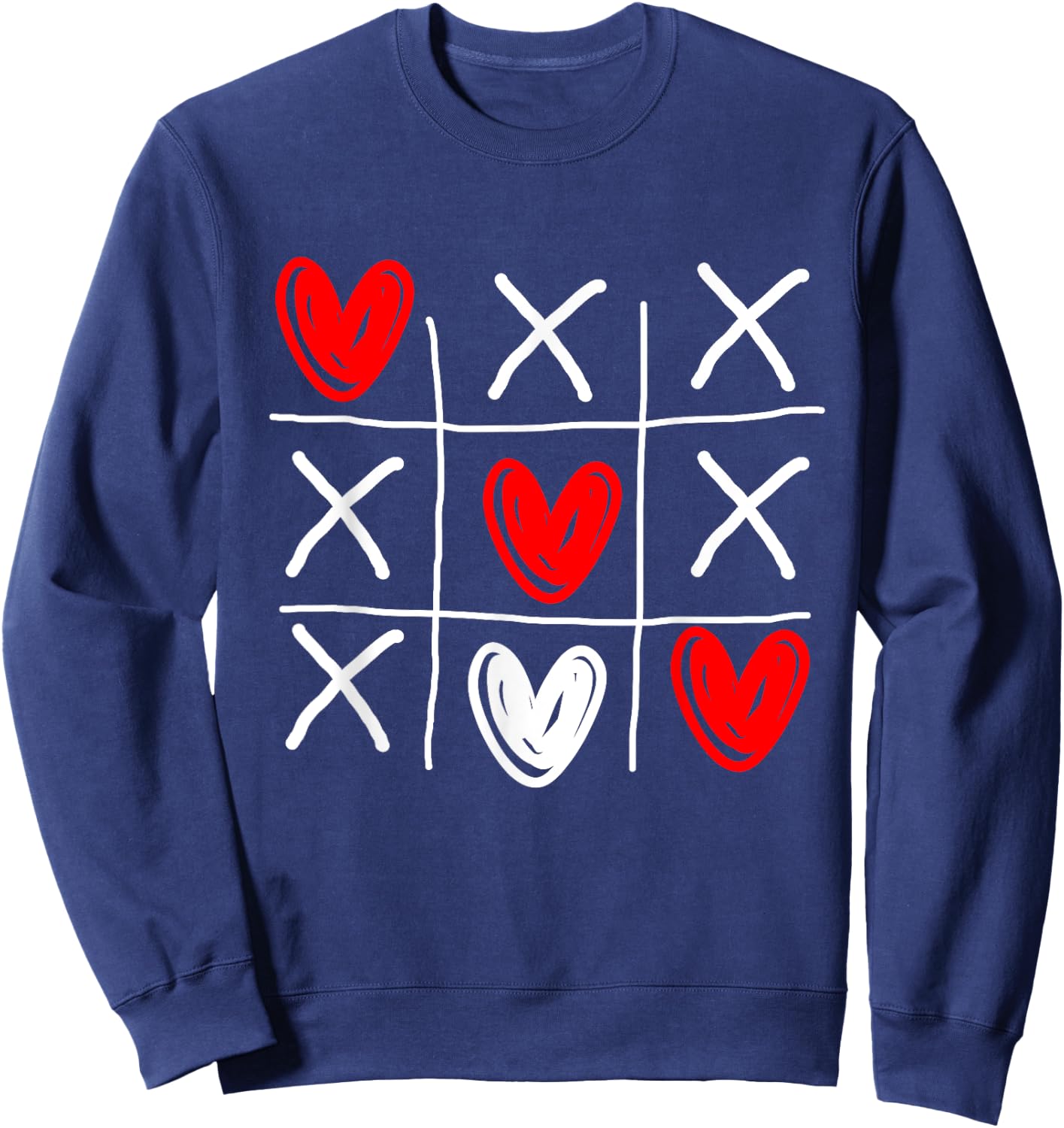 Tic Tac Toe Valentine's Day Love Heart In Love Couple Gift Sweatshirt - Sweatshirt | Navy