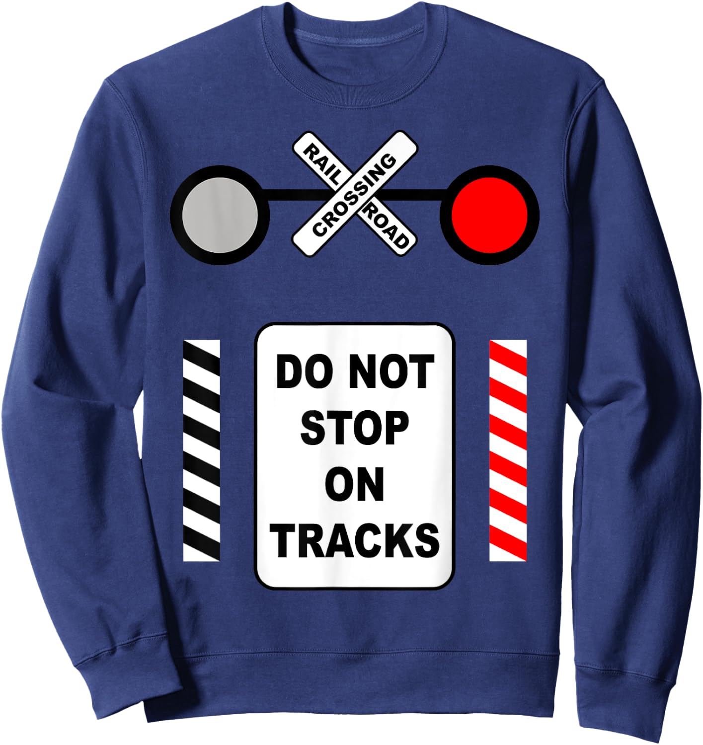 Railroad Crossing Sign Halloween Costume Railway Train Sweatshirt - Sweatshirt | Navy