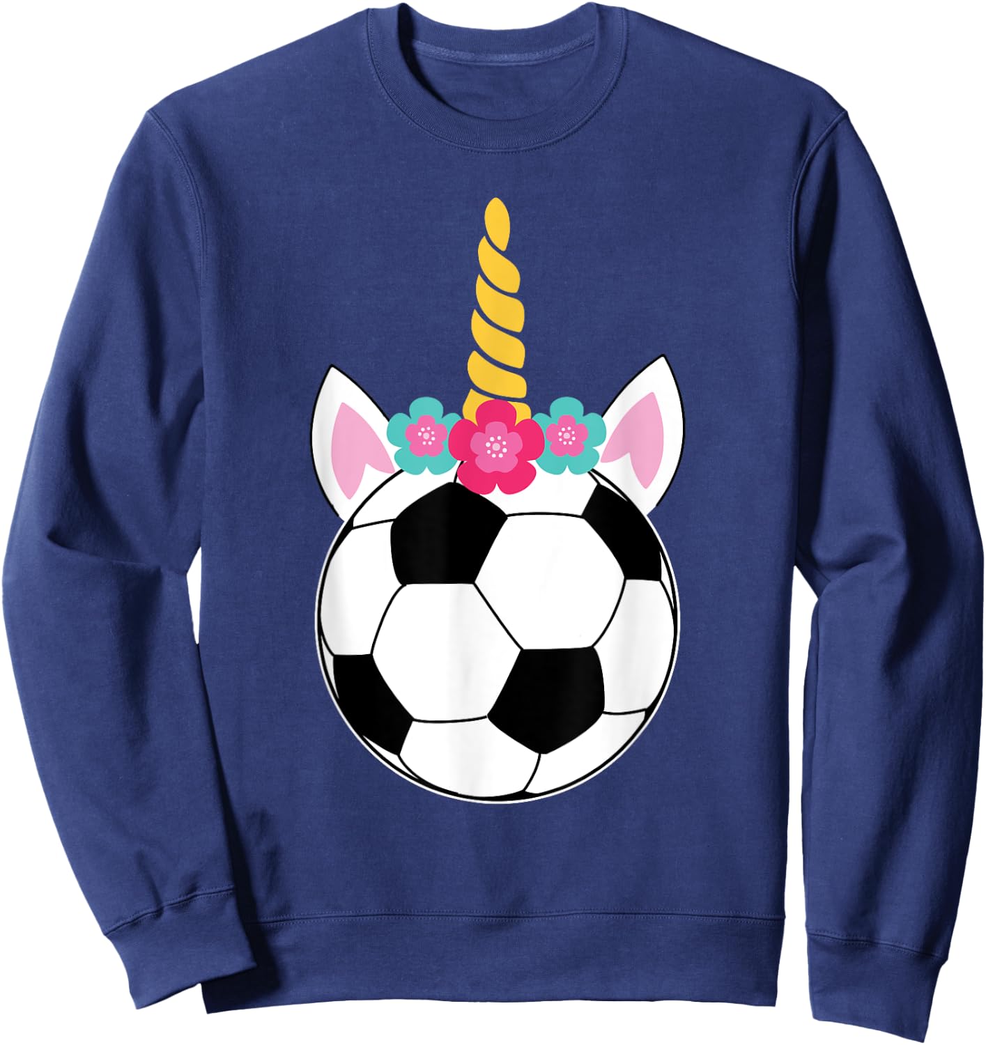 Soccicorn! Funny Soccer Unicorn Pink Sparkle Girls Sweatshirt - Sweatshirt | Navy