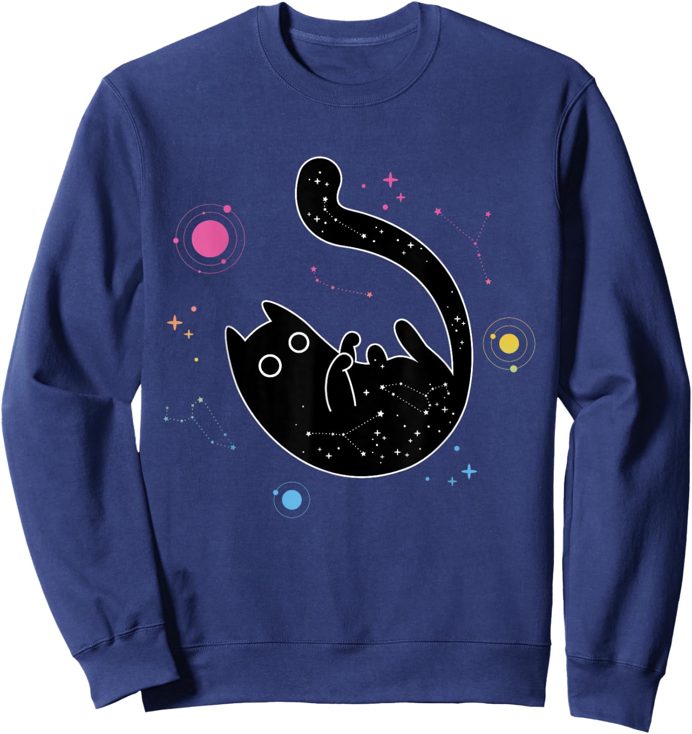 Pansexual Cat Galaxy Space LGBT Gay Pan Pride Flag, LGBTQ Women Kids Sweatshirt - Sweatshirt | Navy
