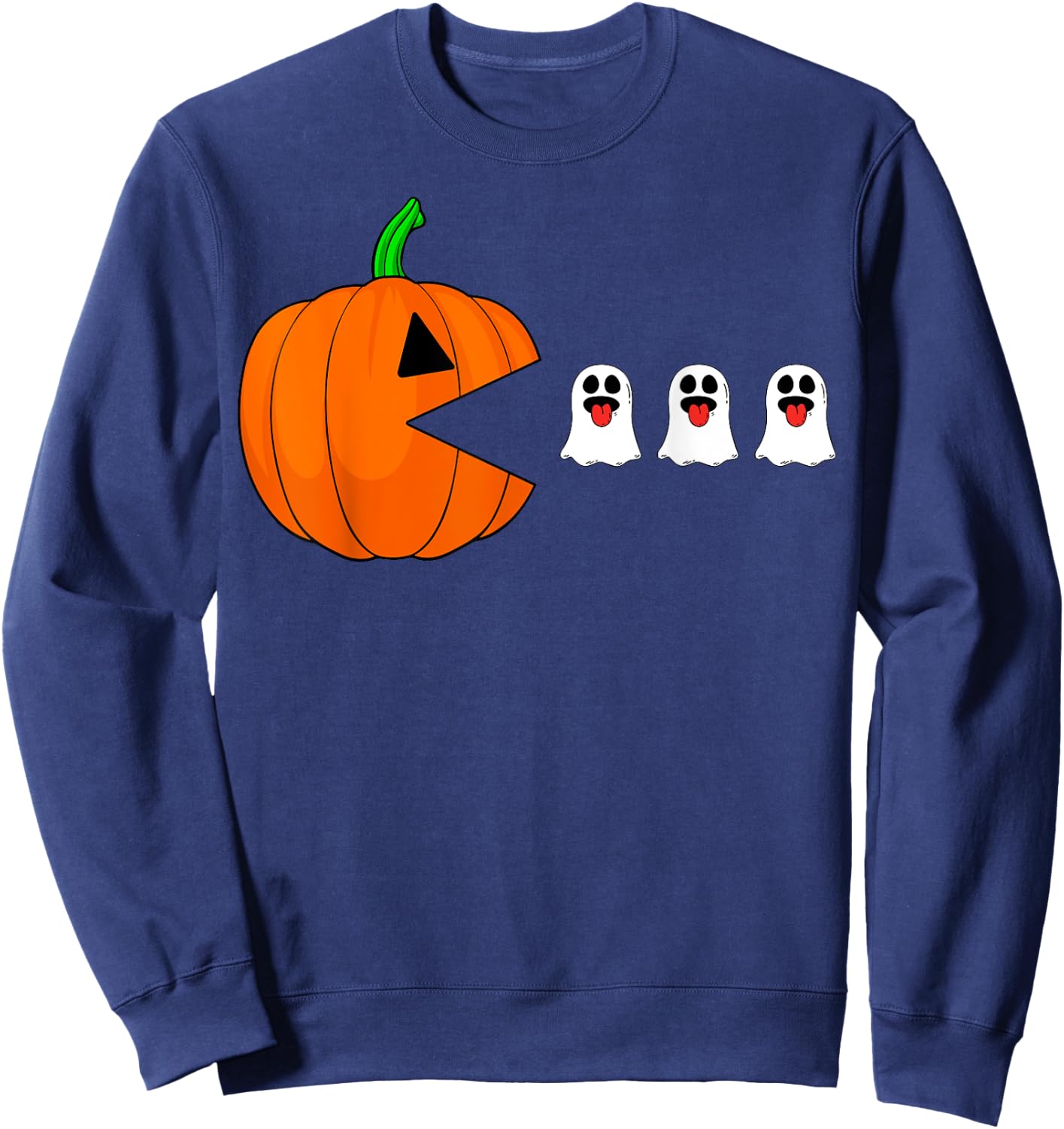 Halloween Gamer Pumpkin Eating Ghost Costume Men Boys Kids Sweatshirt - Sweatshirt | Navy