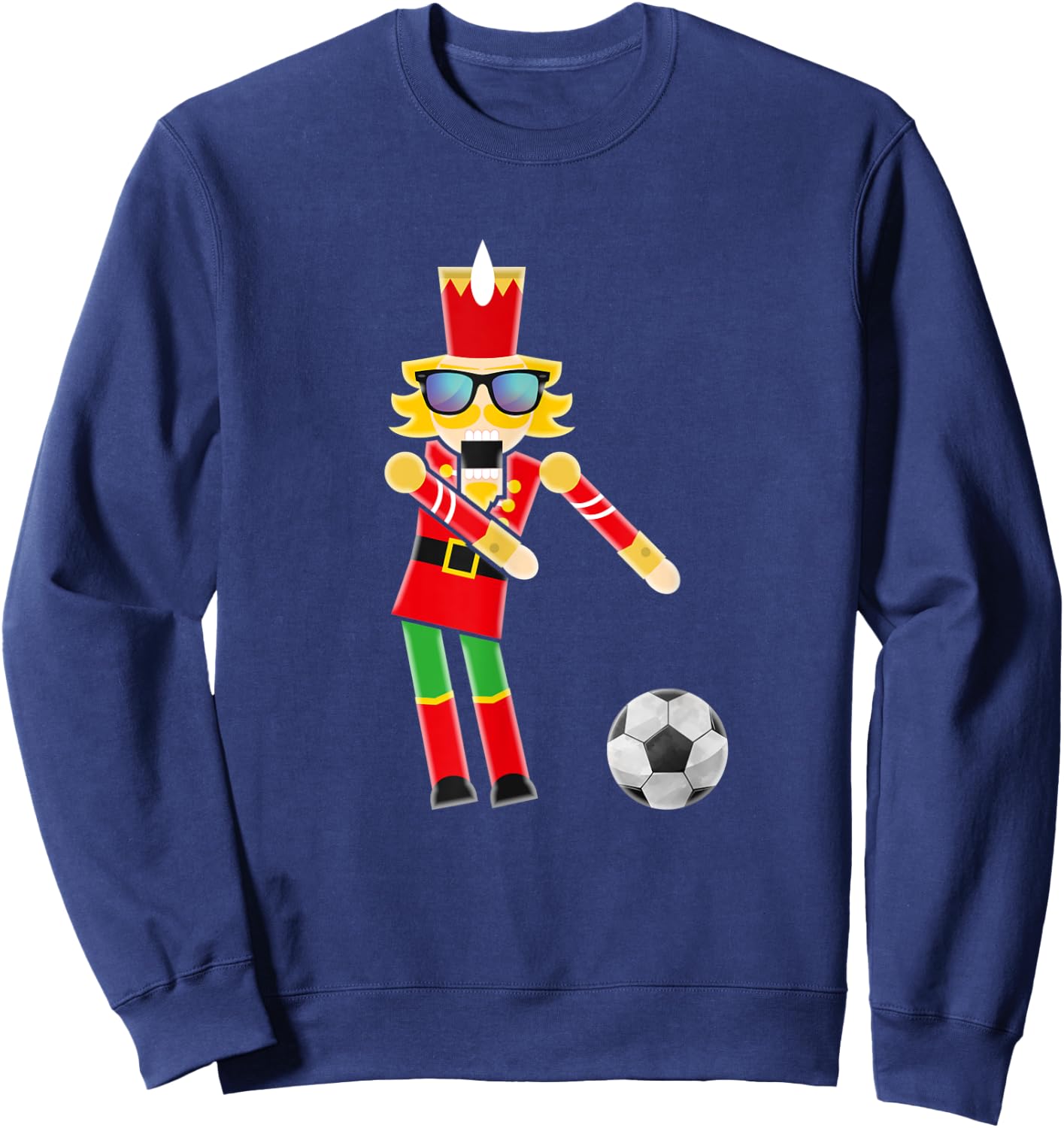 Christmas Soccer Flossing Nutcracker Gifts Sweatshirt - Sweatshirt | Navy