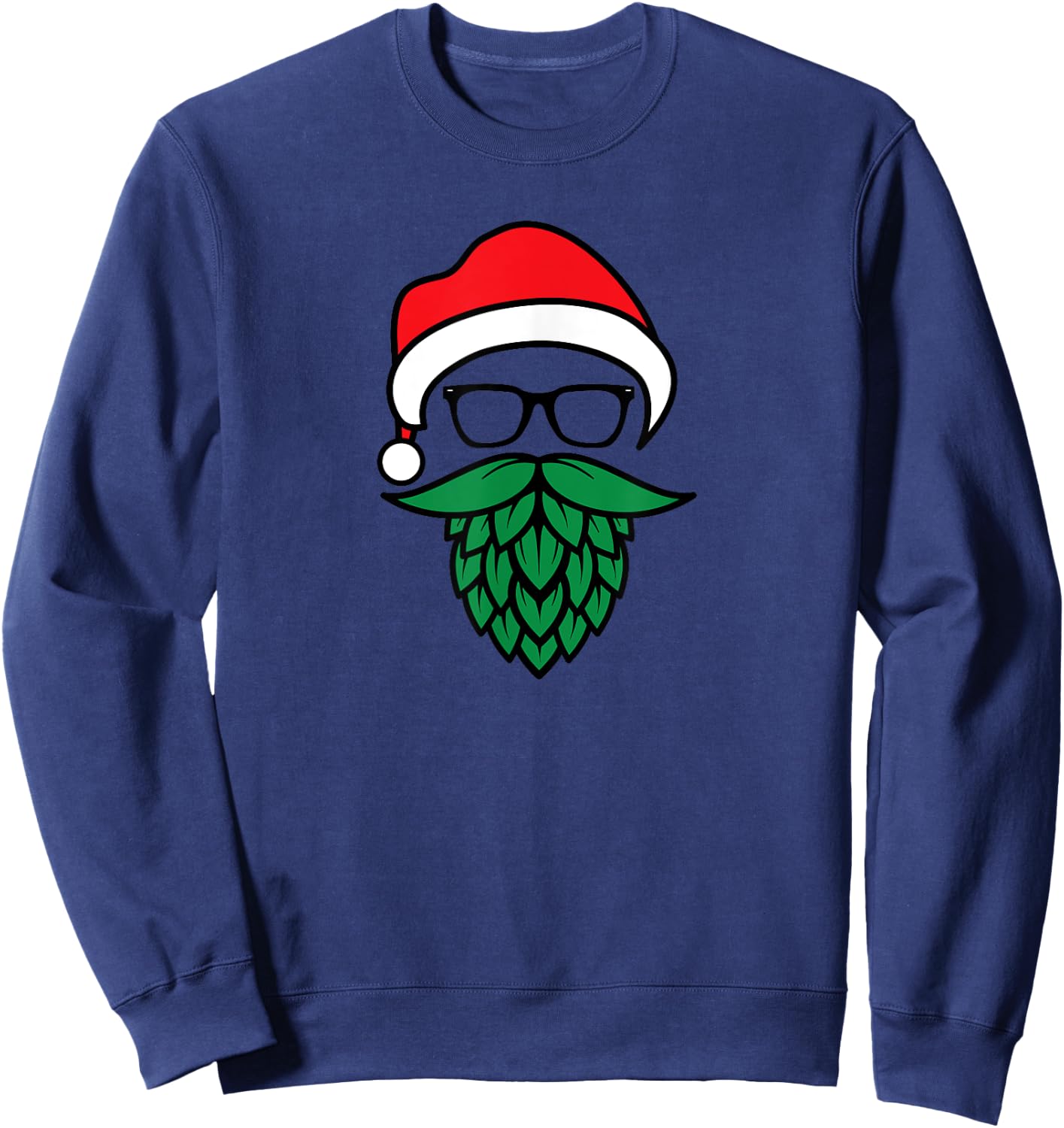 Hipster Santa Hops Beard Christmas for Beer Lovers Sweatshirt - Sweatshirt | Navy